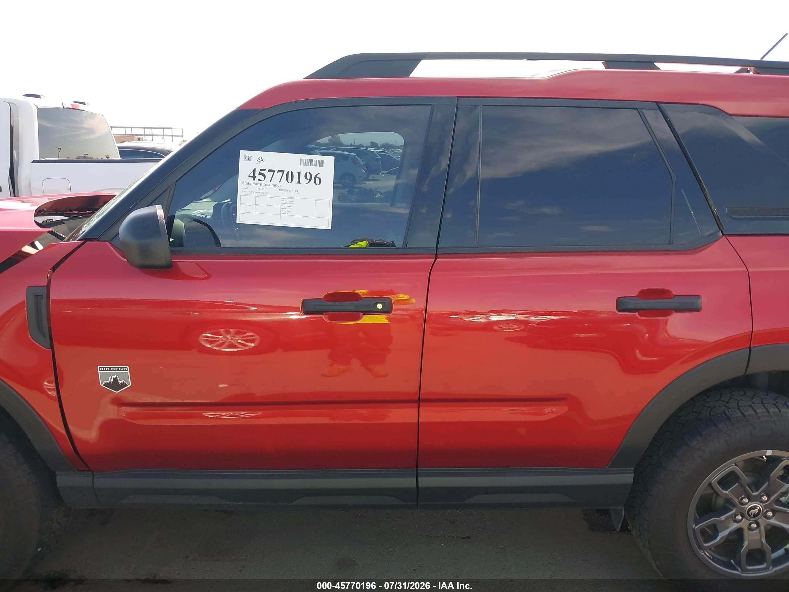 2022 Ford Bronco Sport Big Bend Red vin: 3FMCR9B69NRE06984