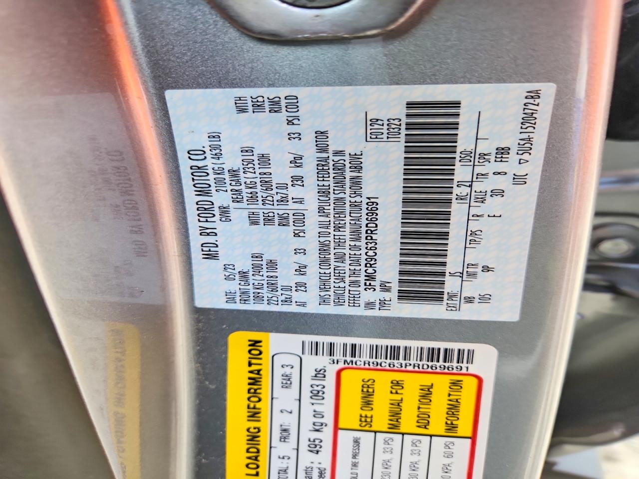 2023 Ford Bronco Sport Outer Banks Silver vin: 3FMCR9C63PRD69691