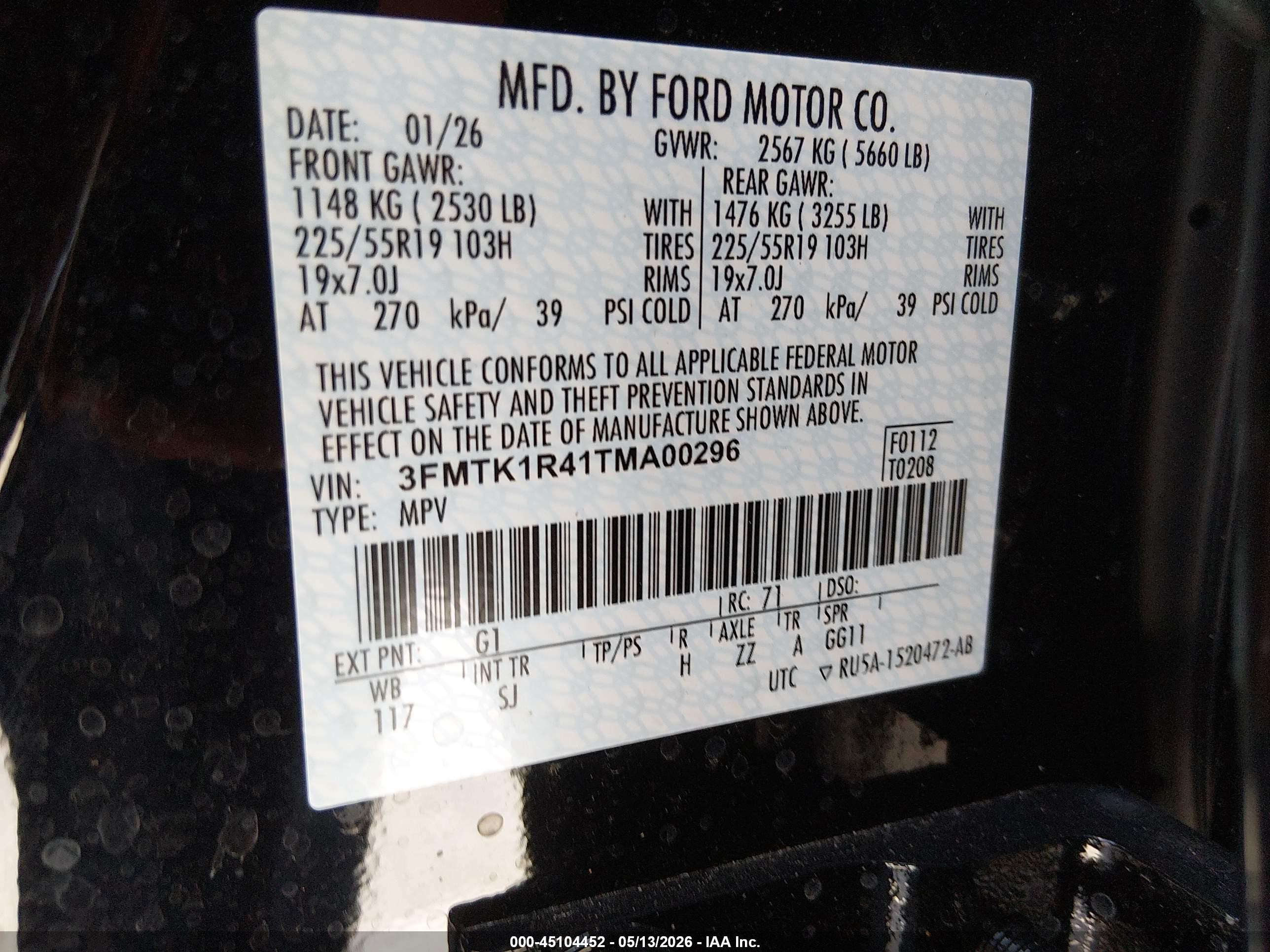 2026 Ford Mustang Mach-e Select Black vin: 3FMTK1R41TMA00296