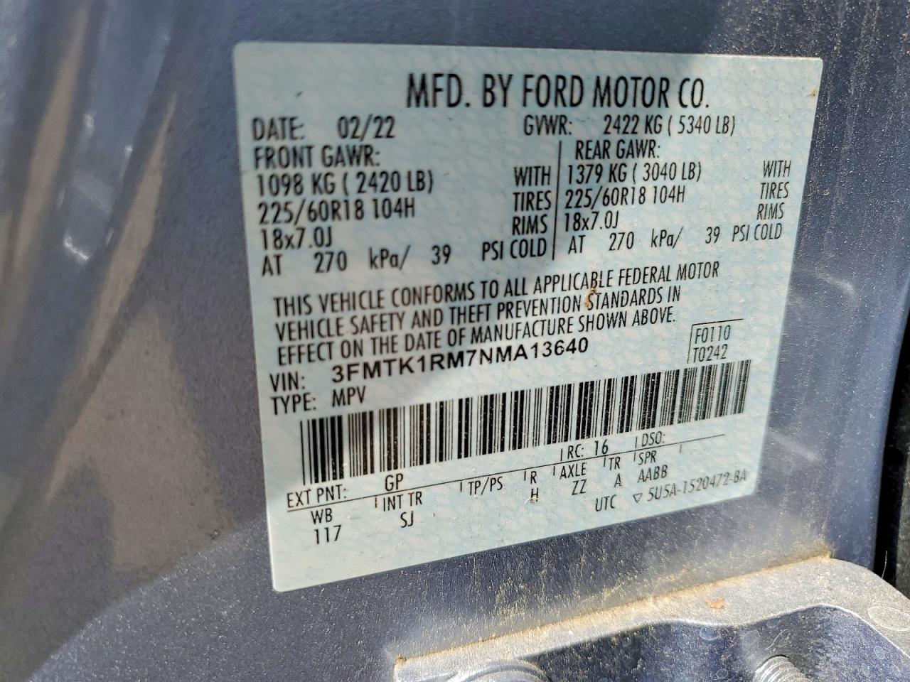 2022 Ford Mustang Mach-e Select Серебряный vin: 3FMTK1RM7NMA13640