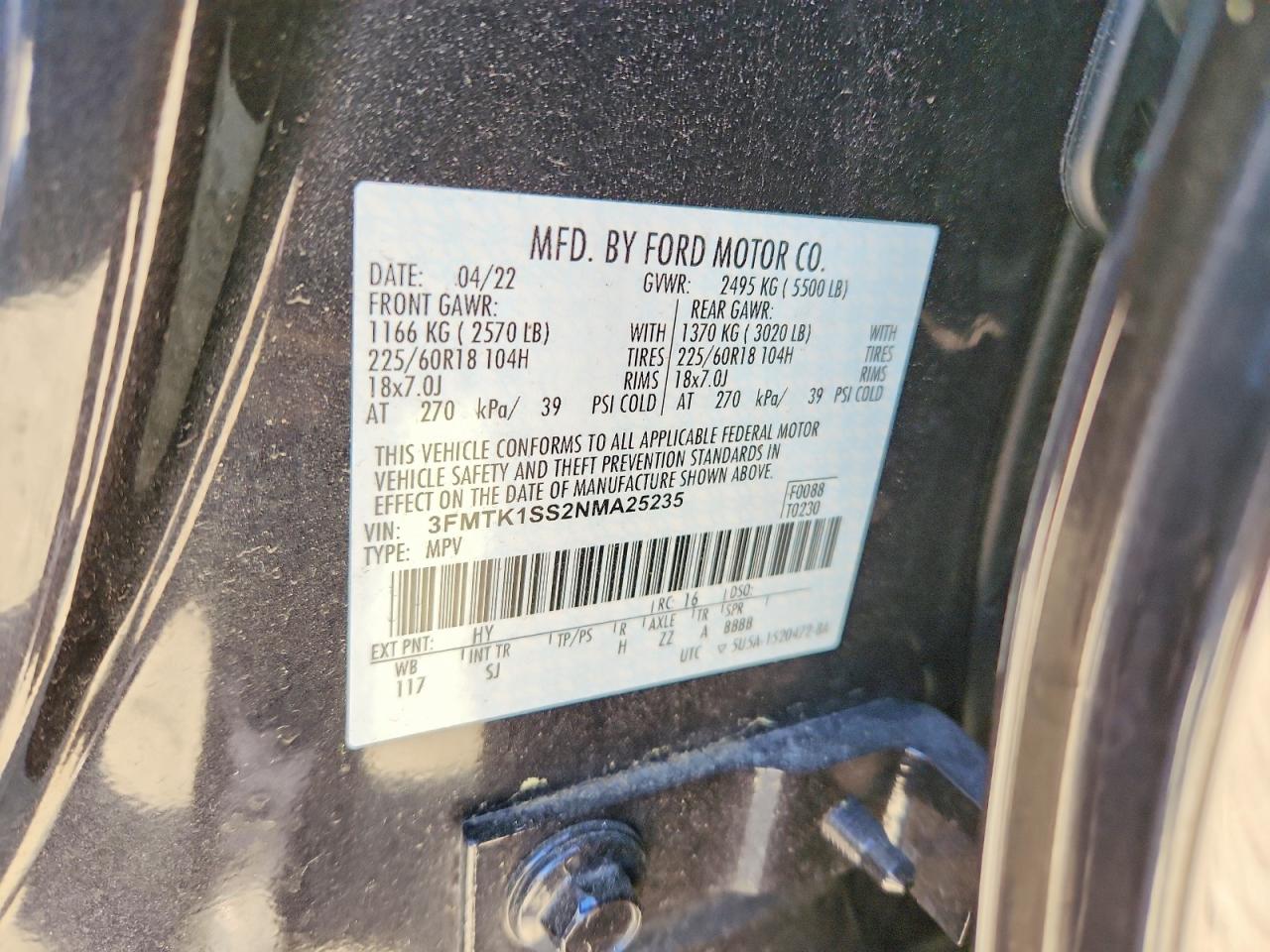 2022 Ford Mustang Mach-e Select Black vin: 3FMTK1SS2NMA25235