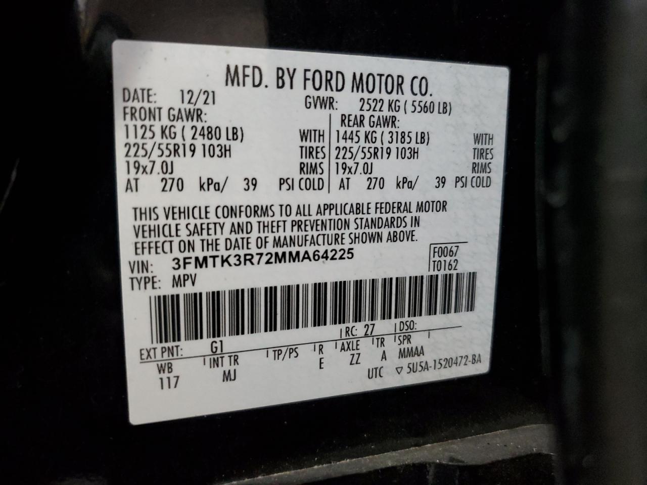 2021 Ford Mustang Mach-e Premium Black vin: 3FMTK3R72MMA64225