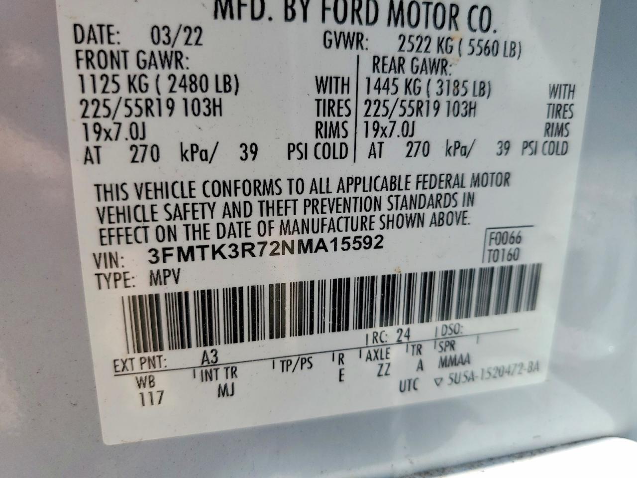 2022 Ford Mustang Mach-e Premium Gray vin: 3FMTK3R72NMA15592