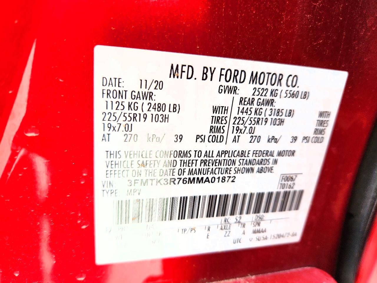 2021 Ford Mustang Mach-e Premium Red vin: 3FMTK3R76MMA01872
