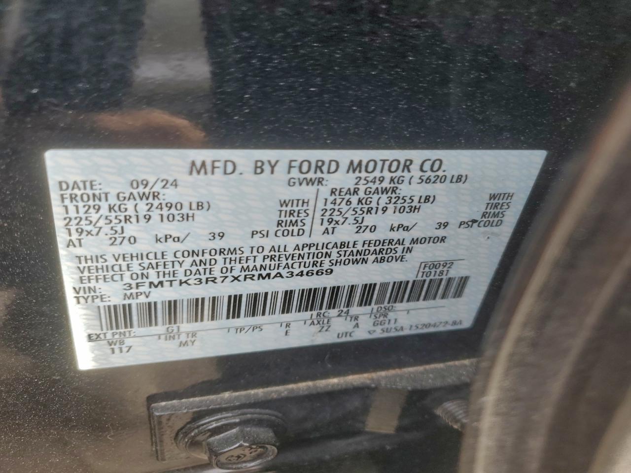 2024 Ford Mustang Mach-e Premium Black vin: 3FMTK3R7XRMA34669
