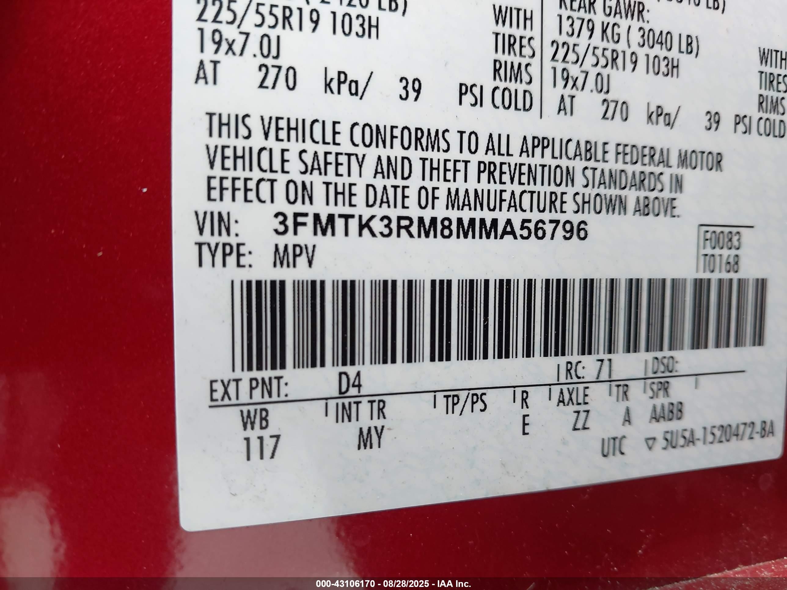 2021 Ford Mustang Mach-e Premium Burgundy vin: 3FMTK3RM8MMA56796