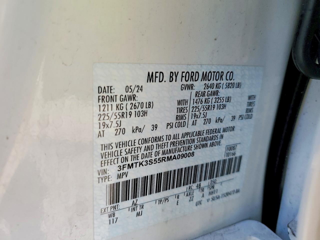2024 Ford Mustang Mach-e Premium White vin: 3FMTK3S55RMA09008