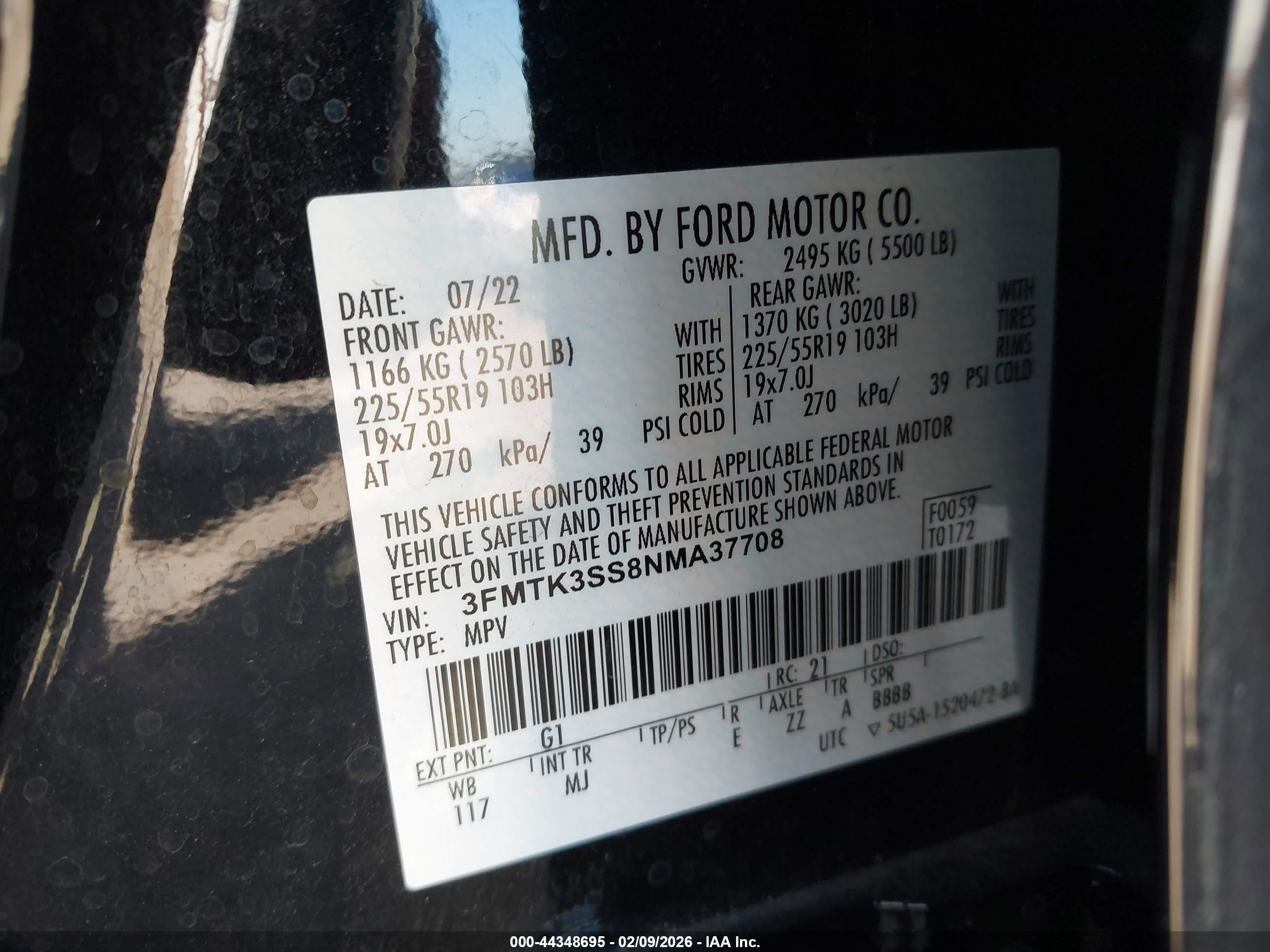2022 Ford Mustang Mach-e Premium Black vin: 3FMTK3SS8NMA37708