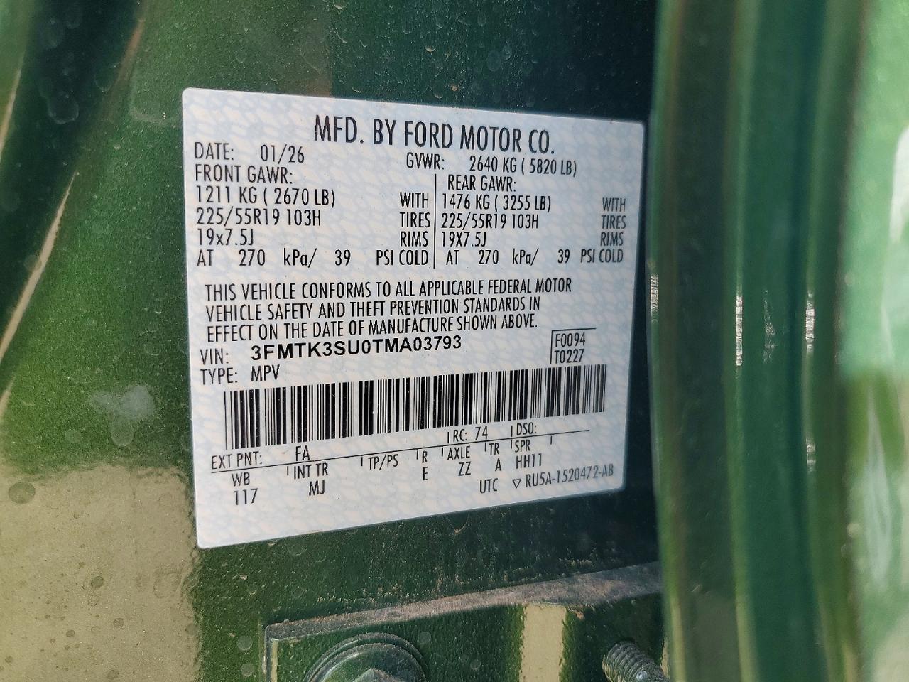 2026 Ford Mustang Mach-e Premium Green vin: 3FMTK3SU0TMA03793