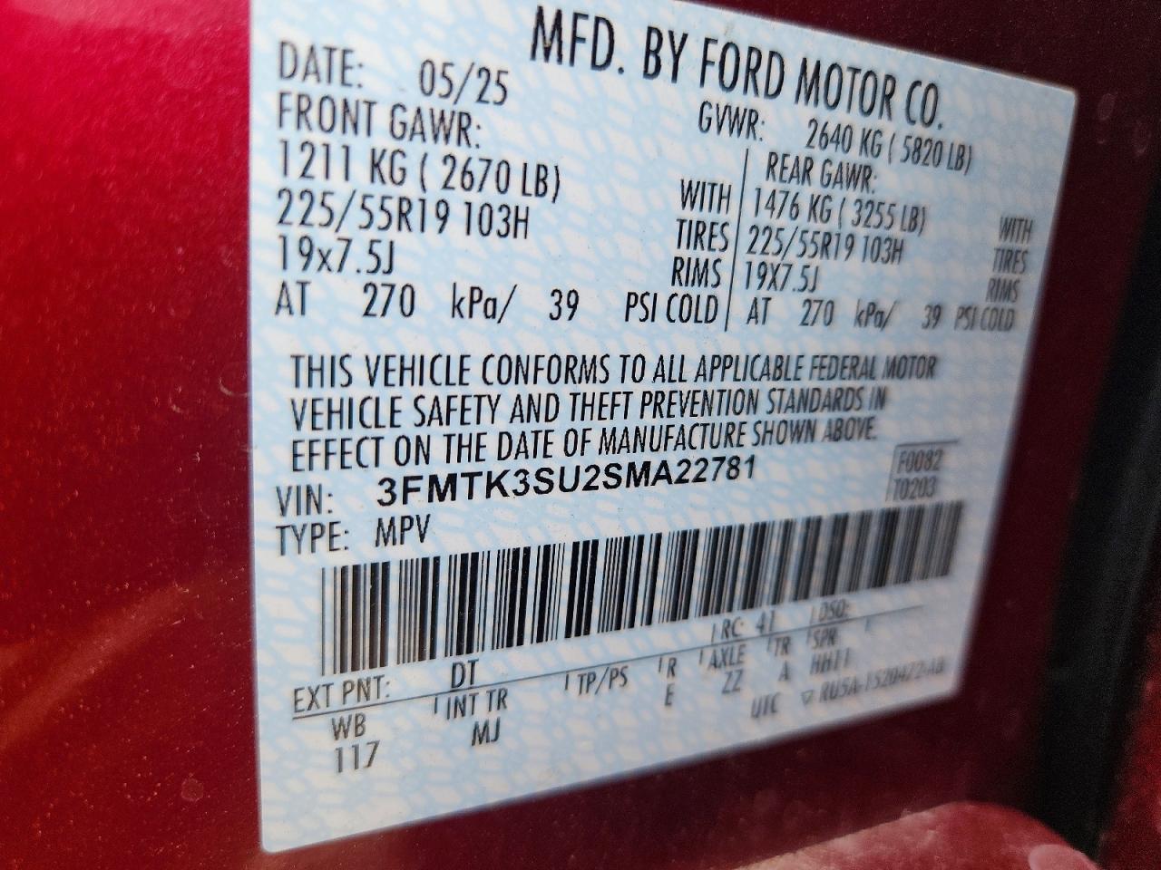2025 Ford Mustang Mach-e Premium Red vin: 3FMTK3SU2SMA22781