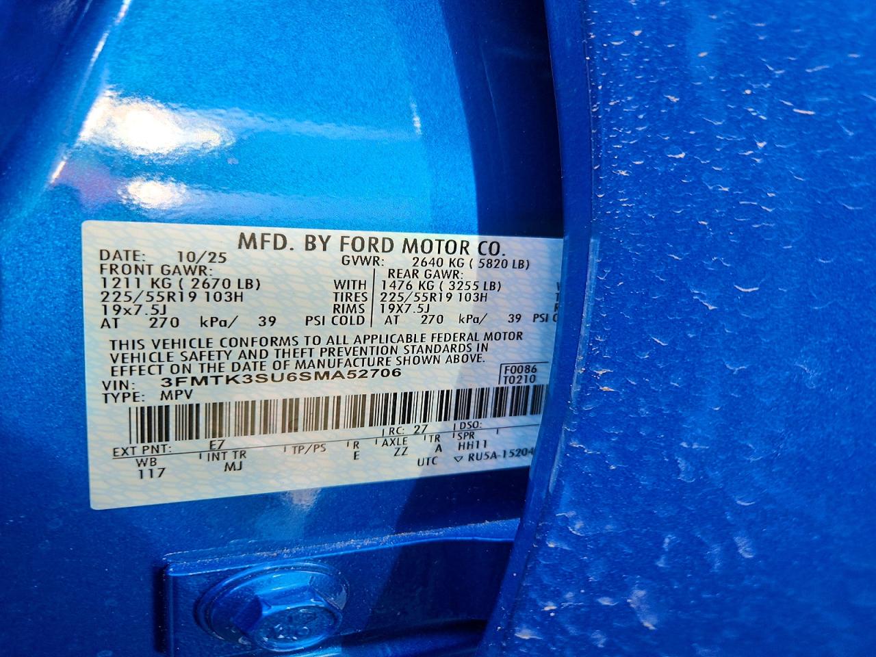 2025 Ford Mustang Mach-e Premium Blue vin: 3FMTK3SU6SMA52706