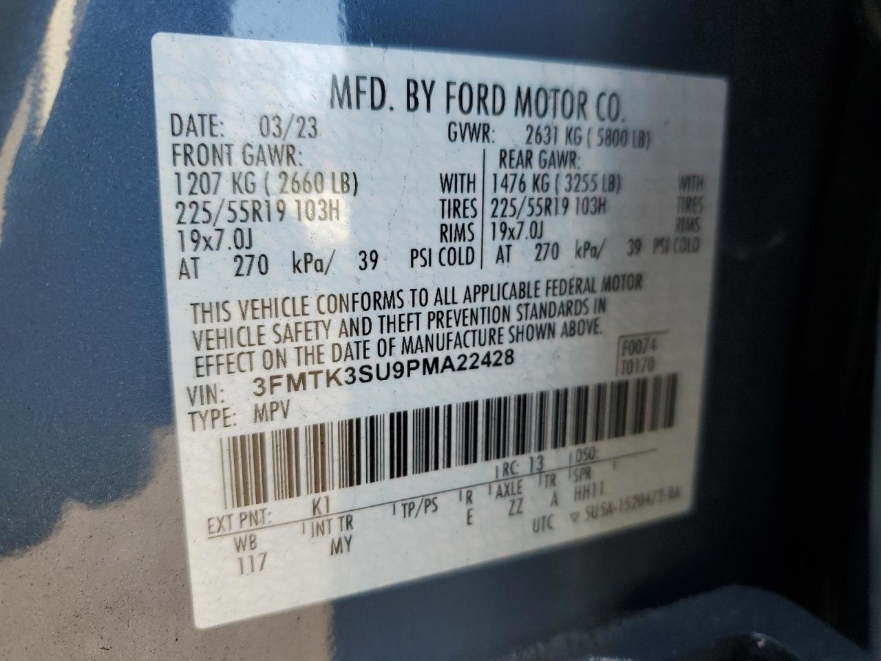 2023 Ford Mustang Mach-e Premium Blue vin: 3FMTK3SU9PMA22428