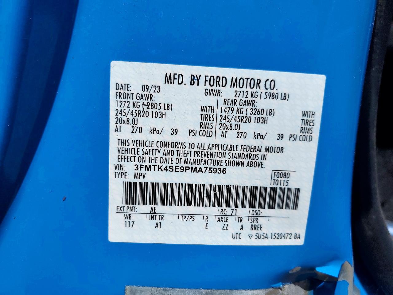 2023 Ford Mustang Mach-e Gt Синий vin: 3FMTK4SE9PMA75936