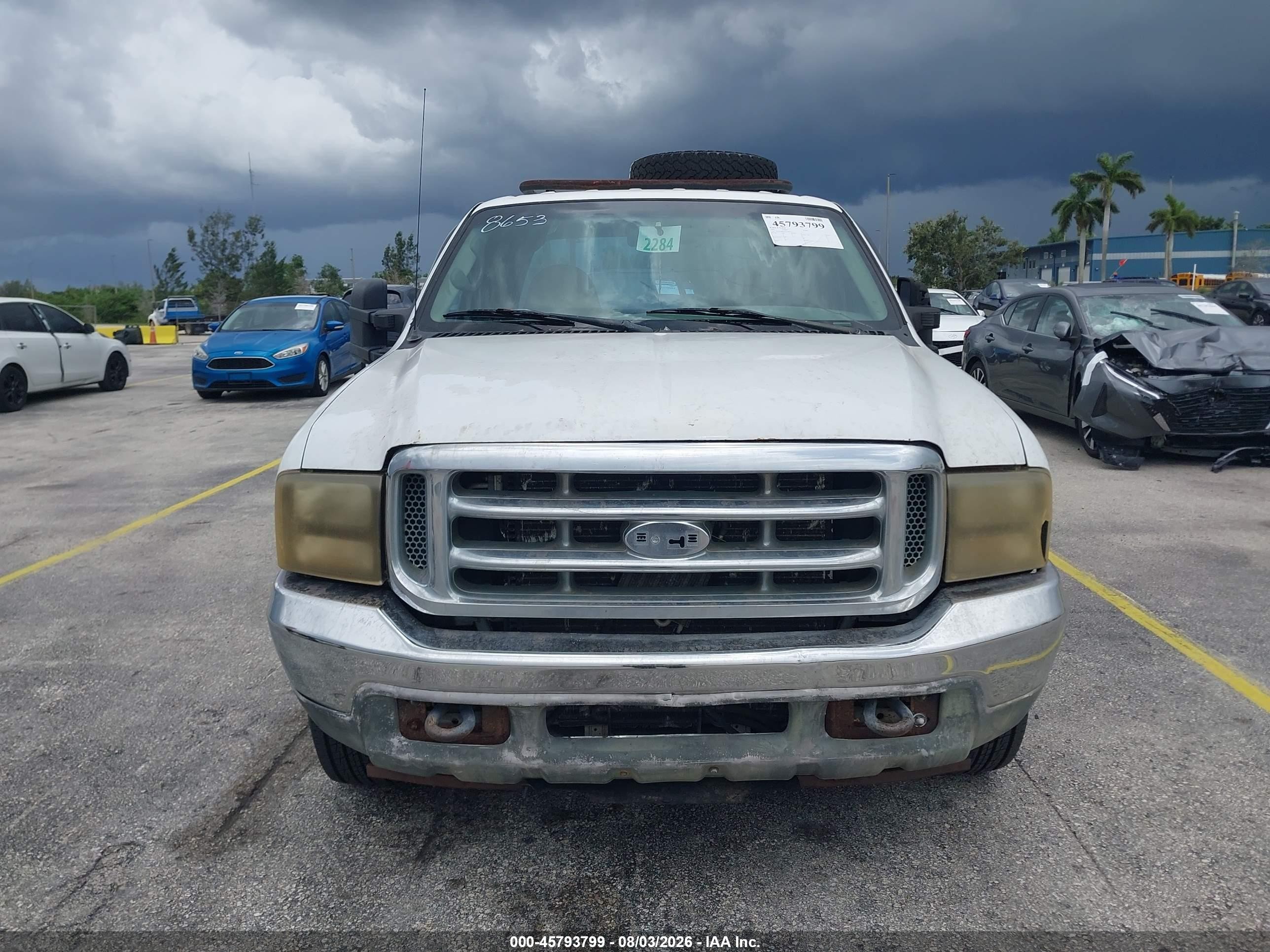 2001 Ford F-250 Lariat/xl/xlt White vin: 3FTNW20F91MA38653
