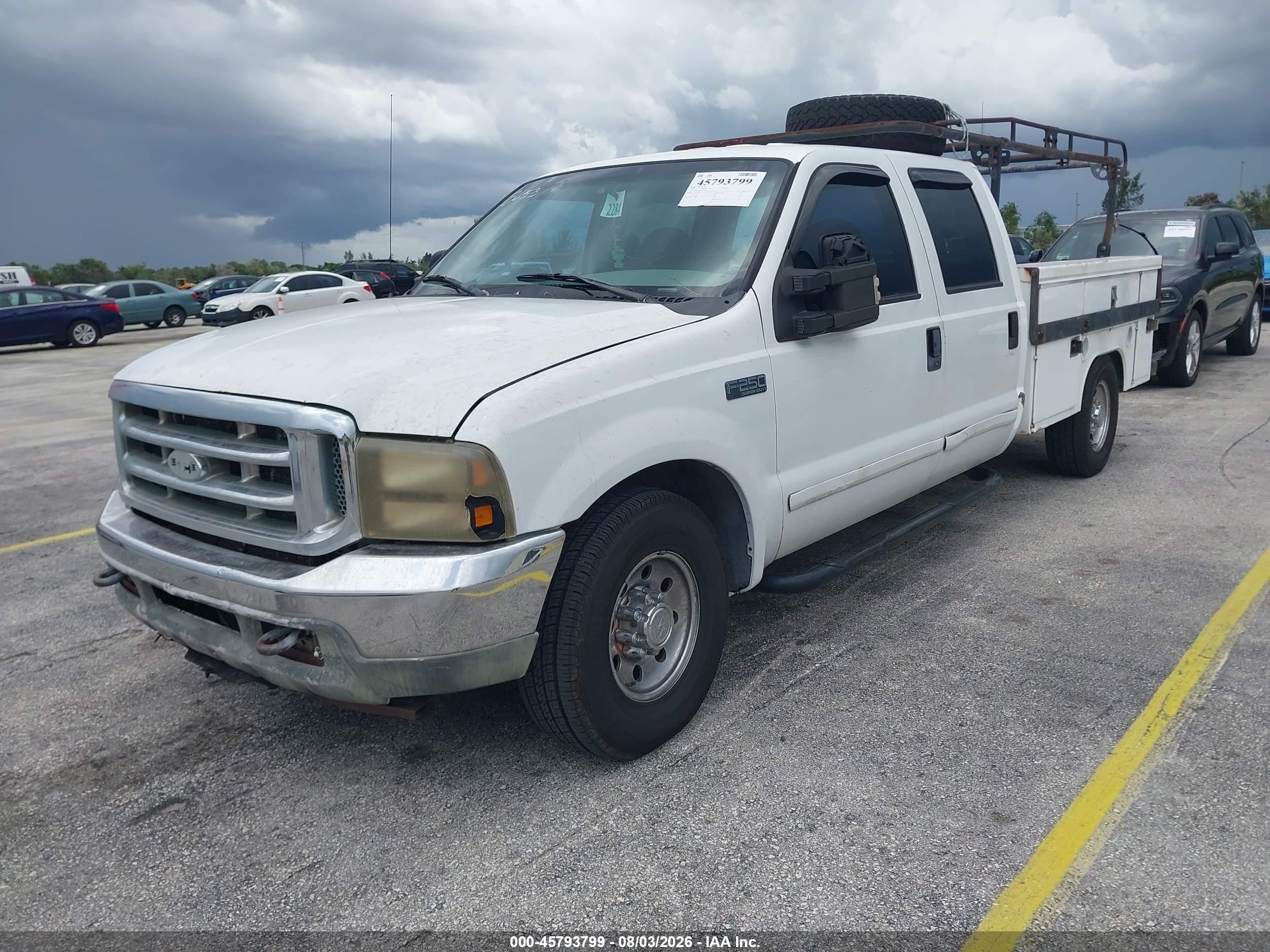 2001 Ford F-250 Lariat/xl/xlt White vin: 3FTNW20F91MA38653
