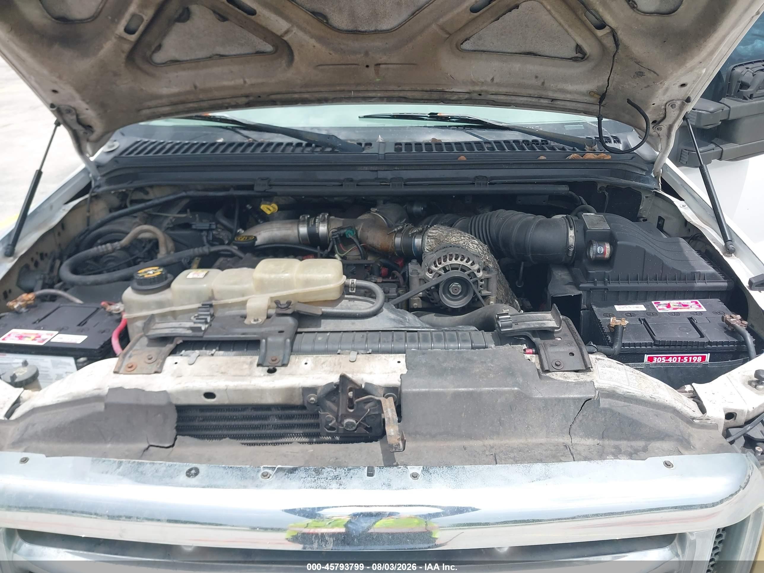 2001 Ford F-250 Lariat/xl/xlt White vin: 3FTNW20F91MA38653