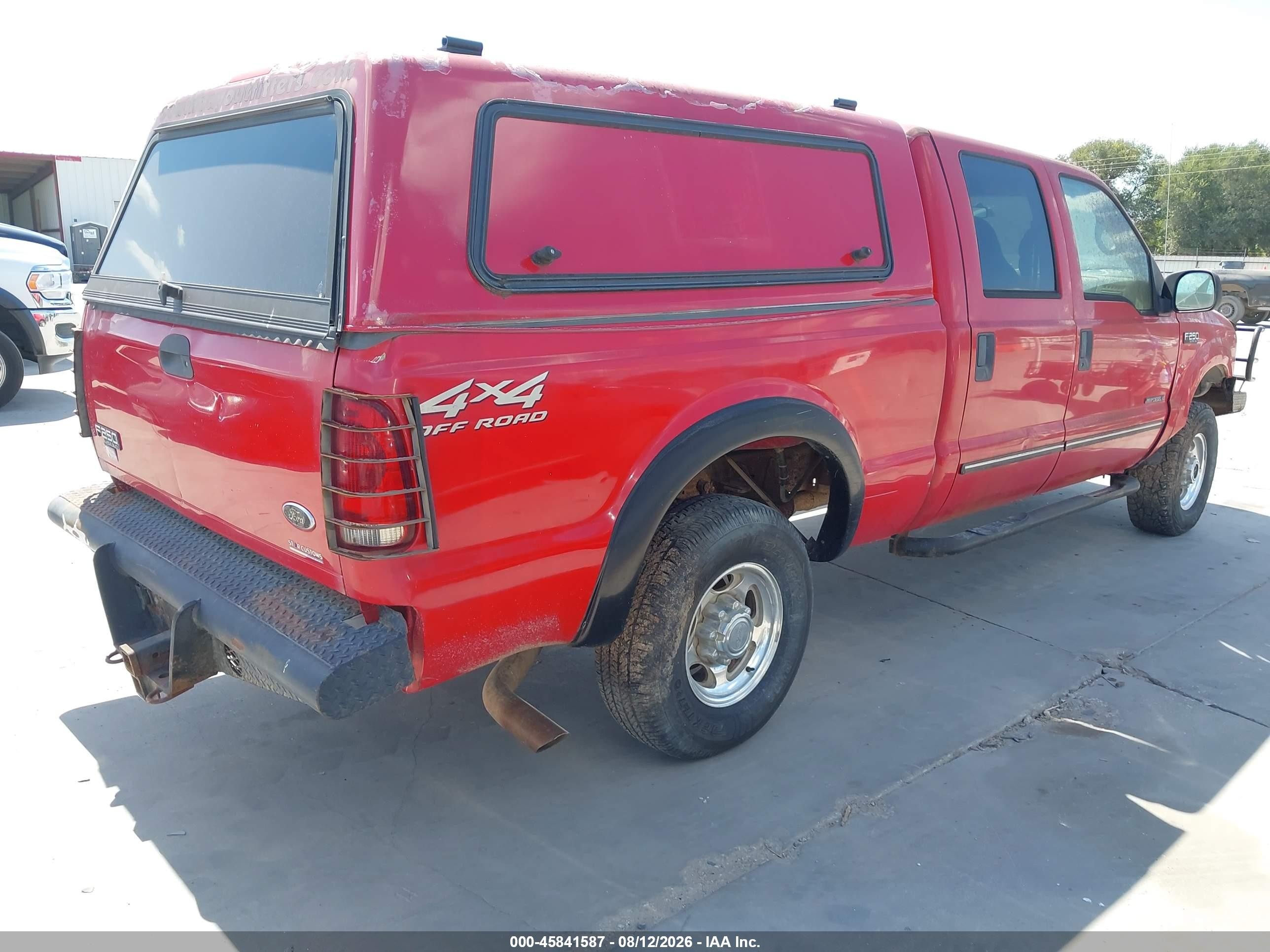 2000 Ford F-250 Lariat/xl/xlt Red vin: 3FTNW21F3YMA61693
