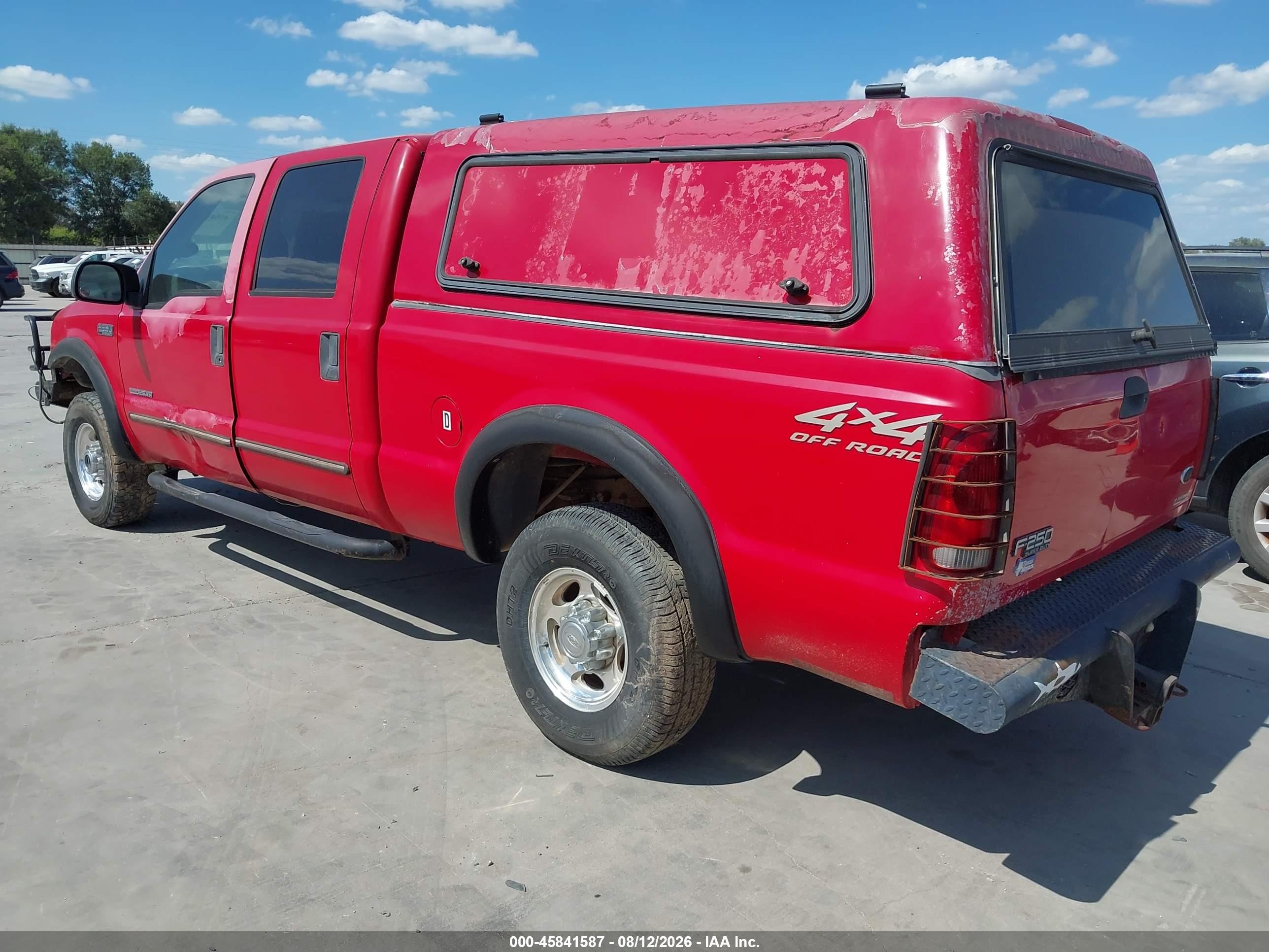 2000 Ford F-250 Lariat/xl/xlt Red vin: 3FTNW21F3YMA61693