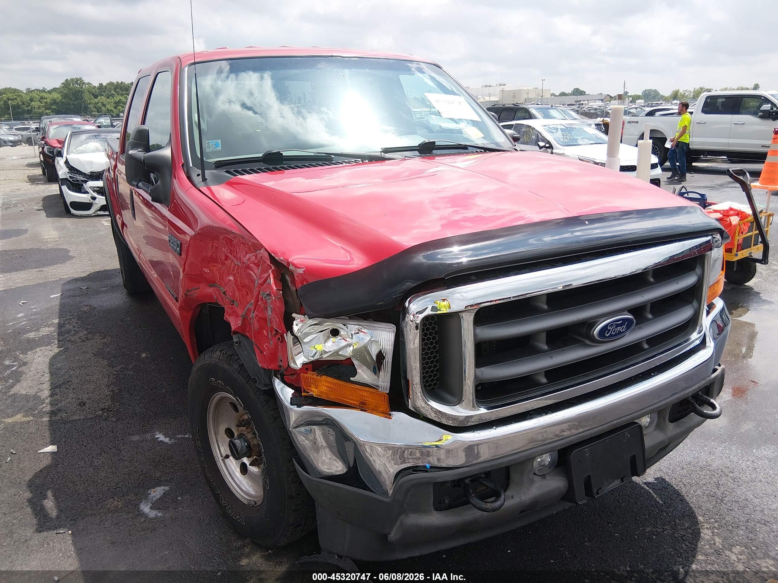 2001 Ford F-250   Red vin: 3FTNW21F51MA77156