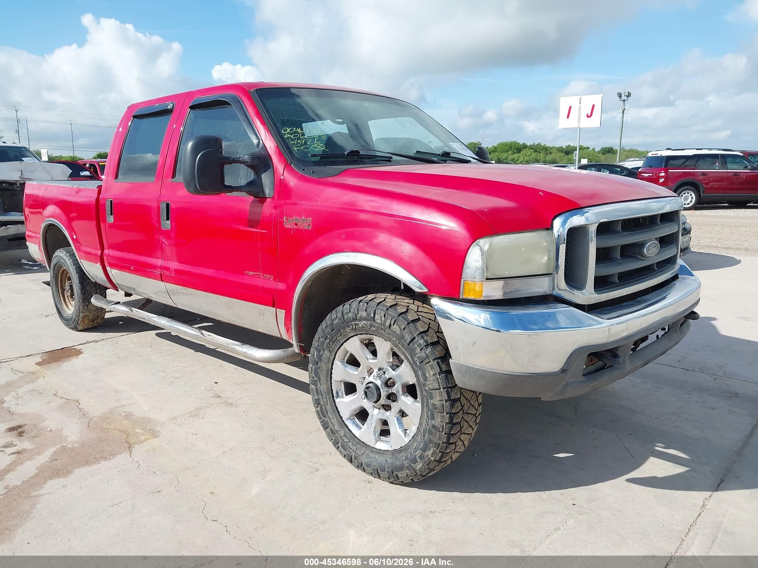 2001 Ford F-250 Lariat/xl/xlt Red vin: 3FTNW21F81MA06033