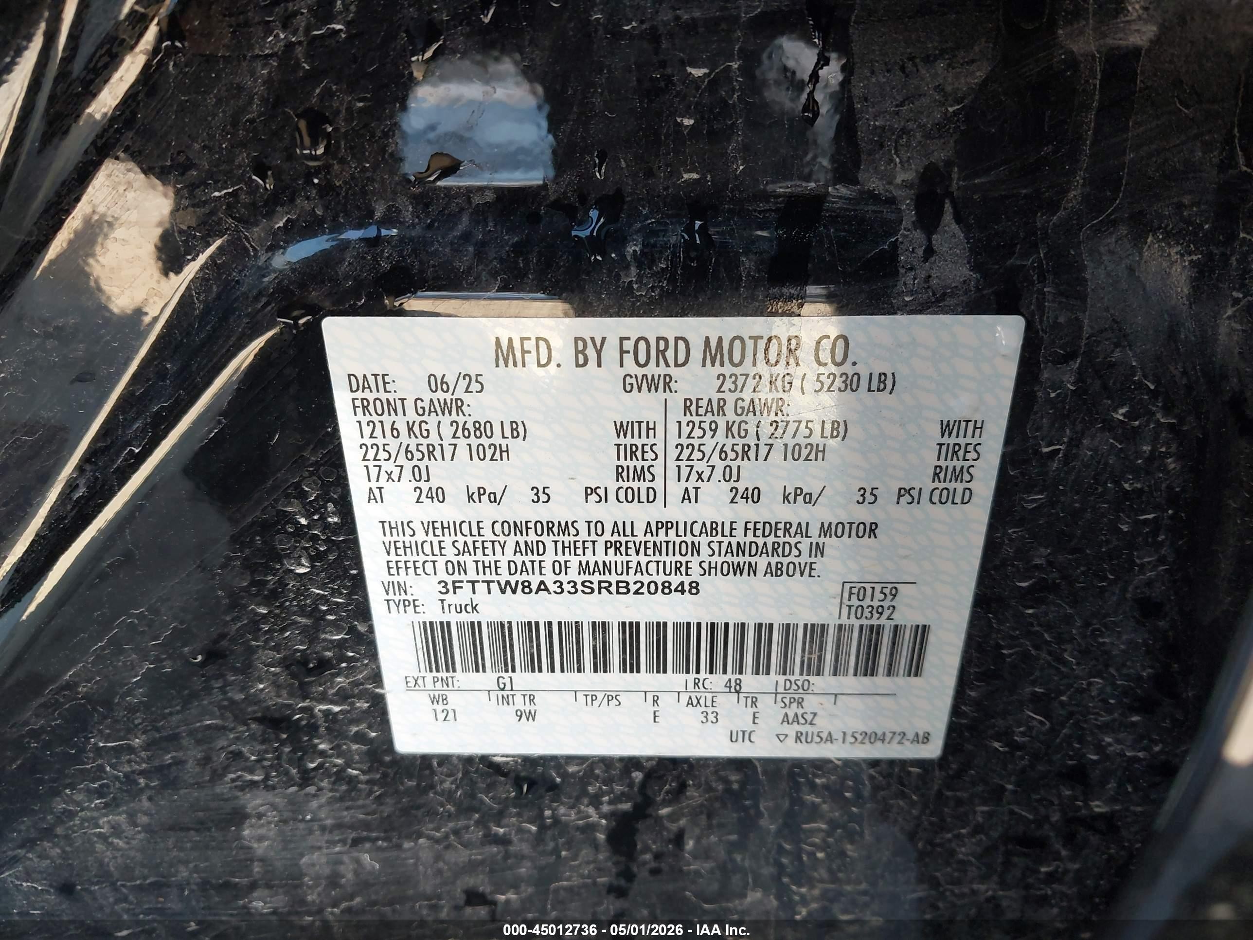 2025 Ford Maverick Xl Black vin: 3FTTW8A33SRB20848