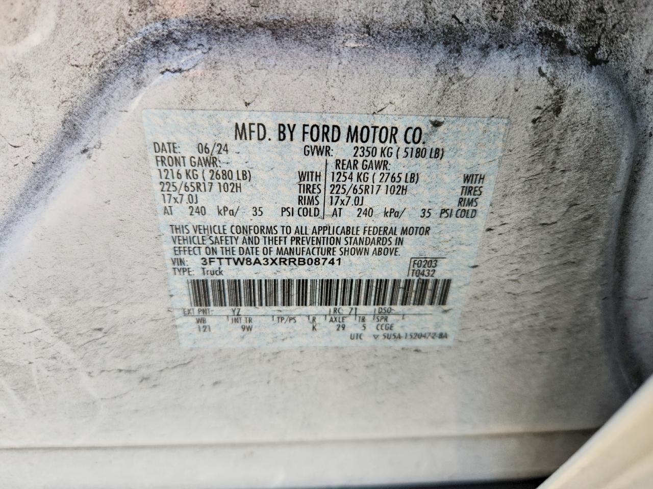 2024 Ford Maverick Xl White vin: 3FTTW8A3XRRB08741