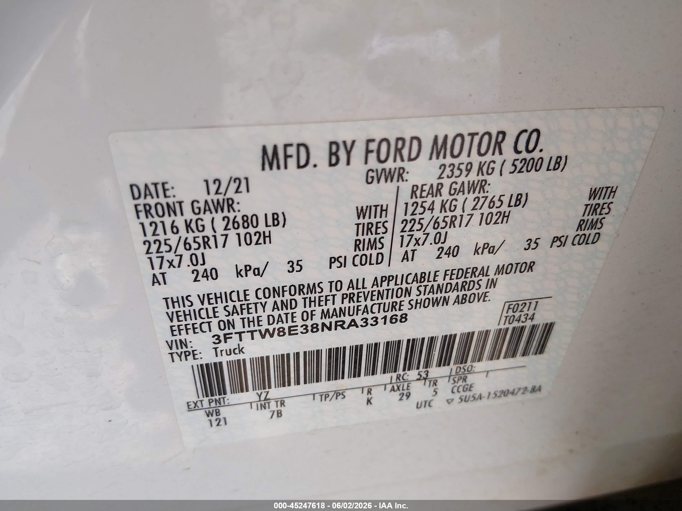 2022 Ford Maverick Xlt White vin: 3FTTW8E38NRA33168