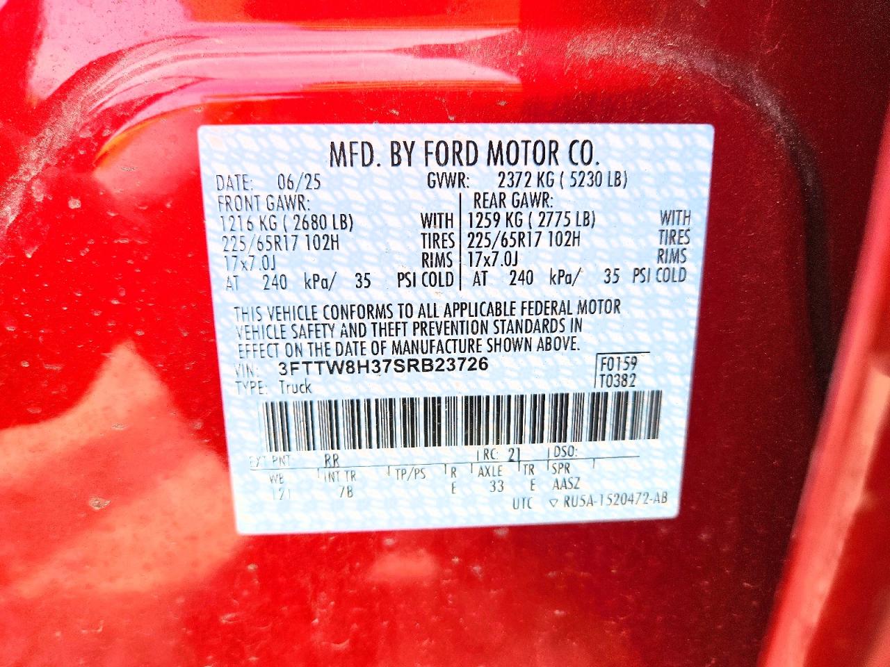 2025 Ford Maverick Xlt Burgundy vin: 3FTTW8H37SRB23726