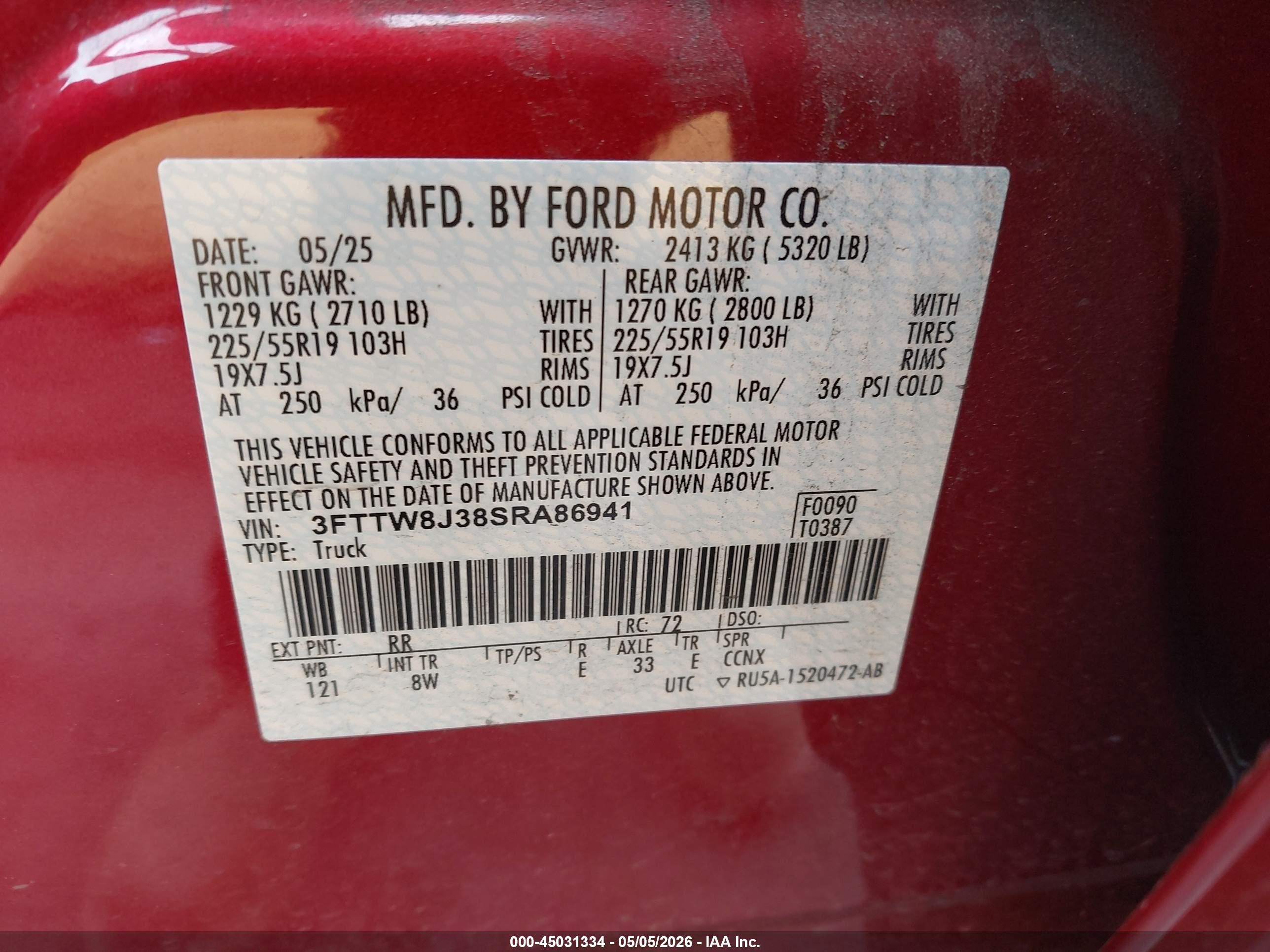 2025 Ford Maverick Xlt Red vin: 3FTTW8J38SRA86941