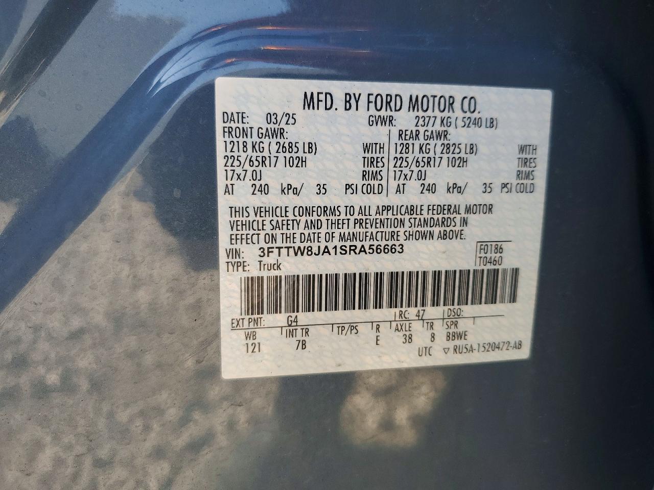 2025 Ford Maverick Xlt Blue vin: 3FTTW8JA1SRA56663