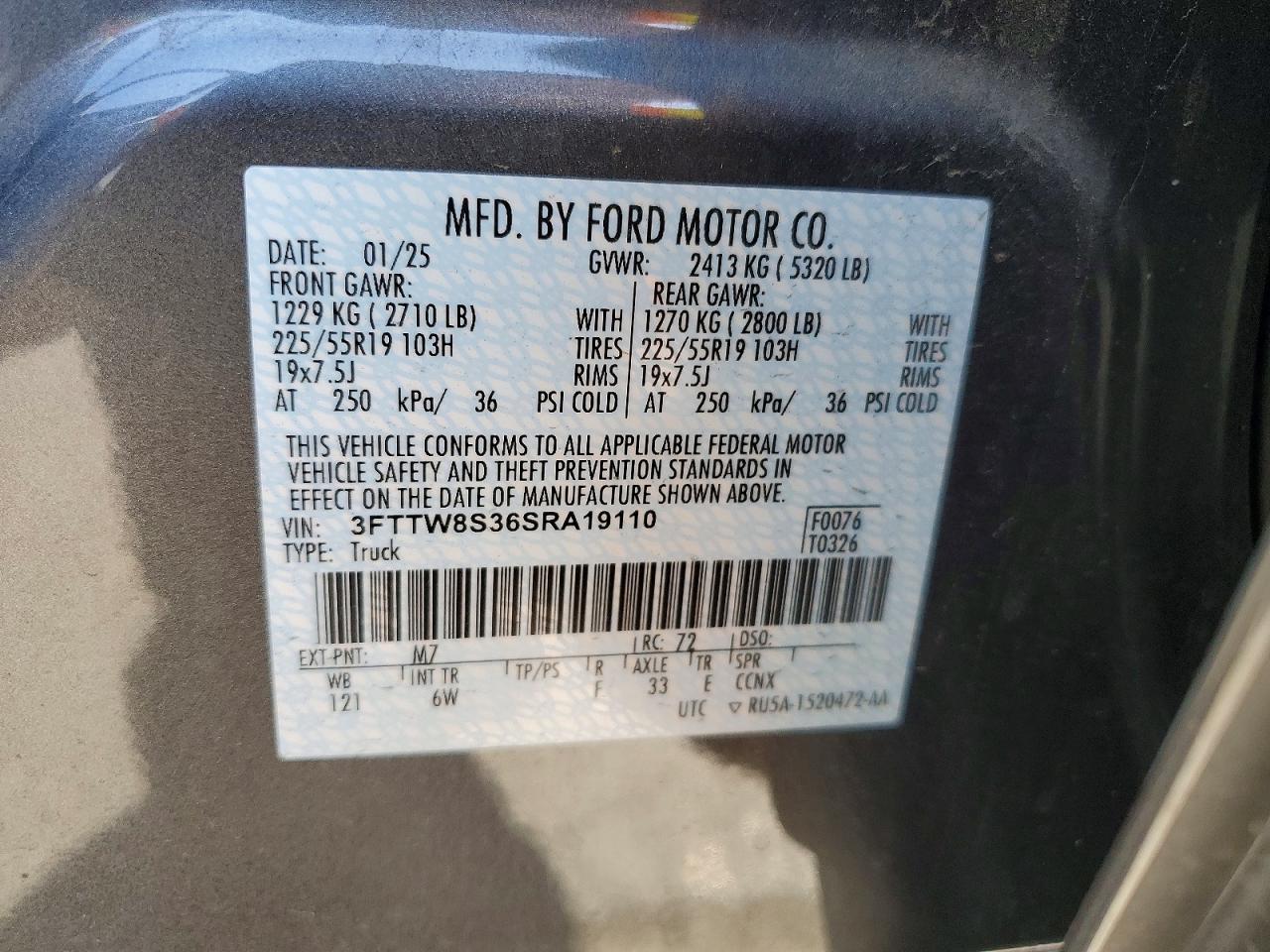 2025 Ford Maverick Lariat Gray vin: 3FTTW8S36SRA19110