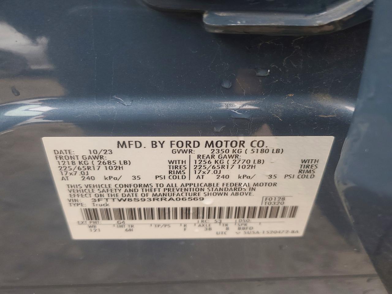 2024 Ford Maverick Lariat Blue vin: 3FTTW8S93RRA06569