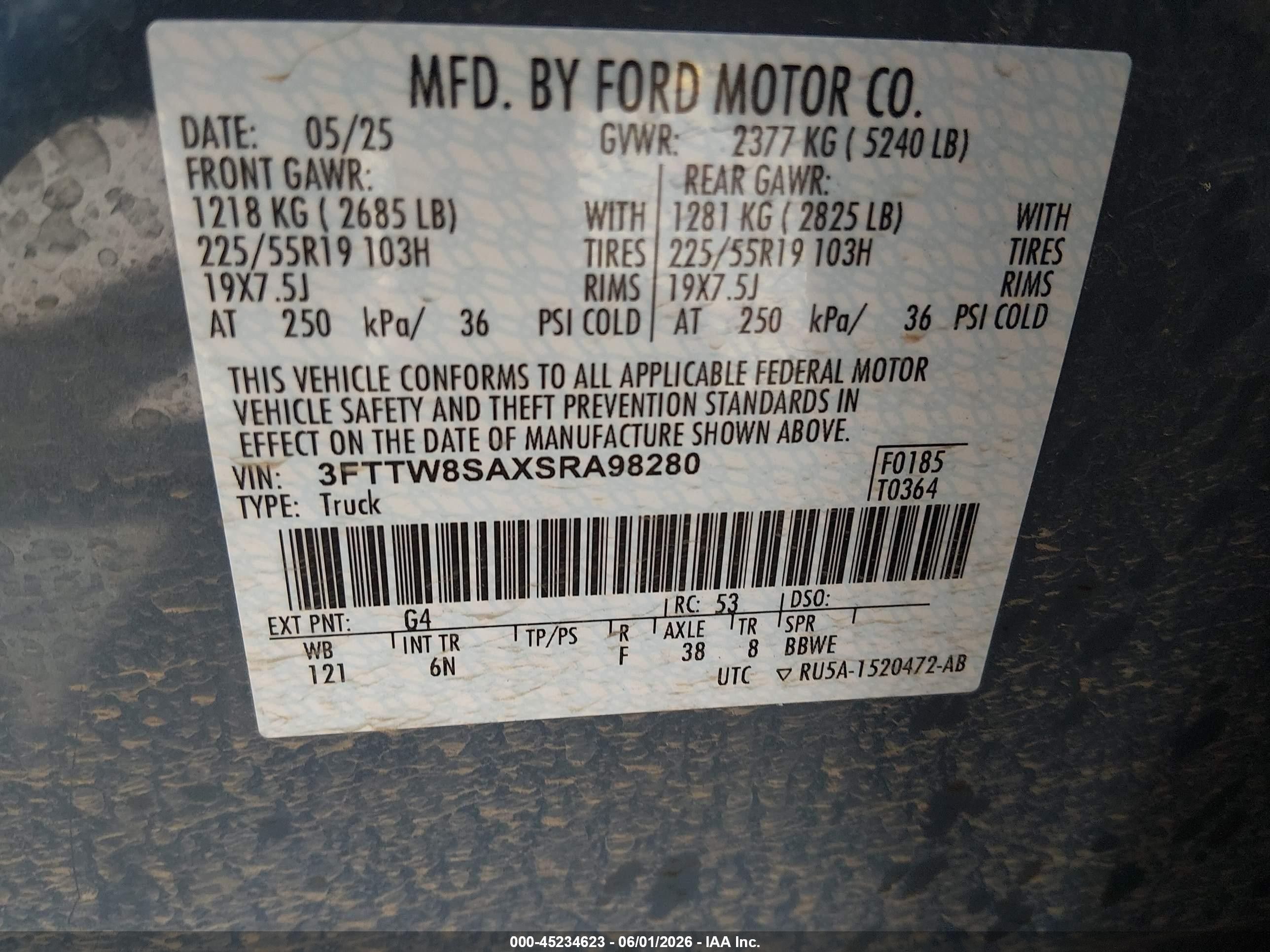 2025 Ford Maverick Lariat Light Blue vin: 3FTTW8SAXSRA98280