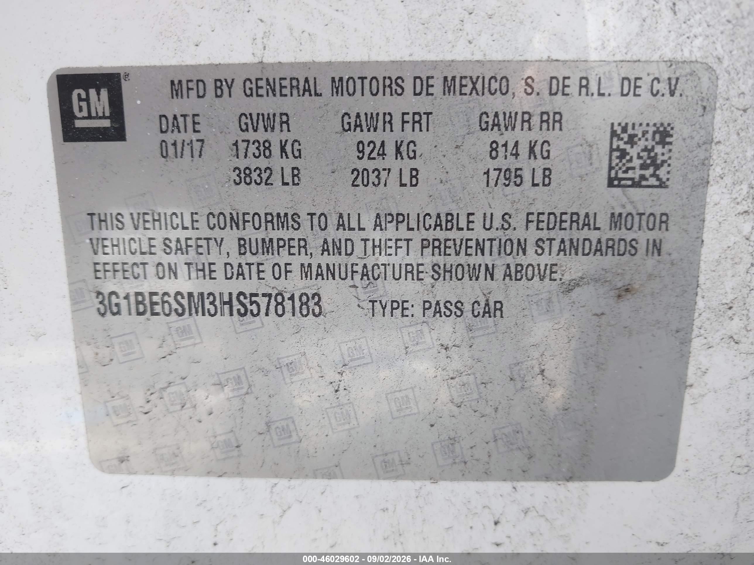 2017 Chevrolet Cruze Lt Auto White vin: 3G1BE6SM3HS578183