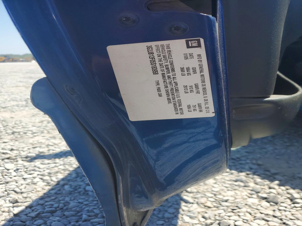 2005 Pontiac Sunfire Blue vin: 3G2JB12F05S183958