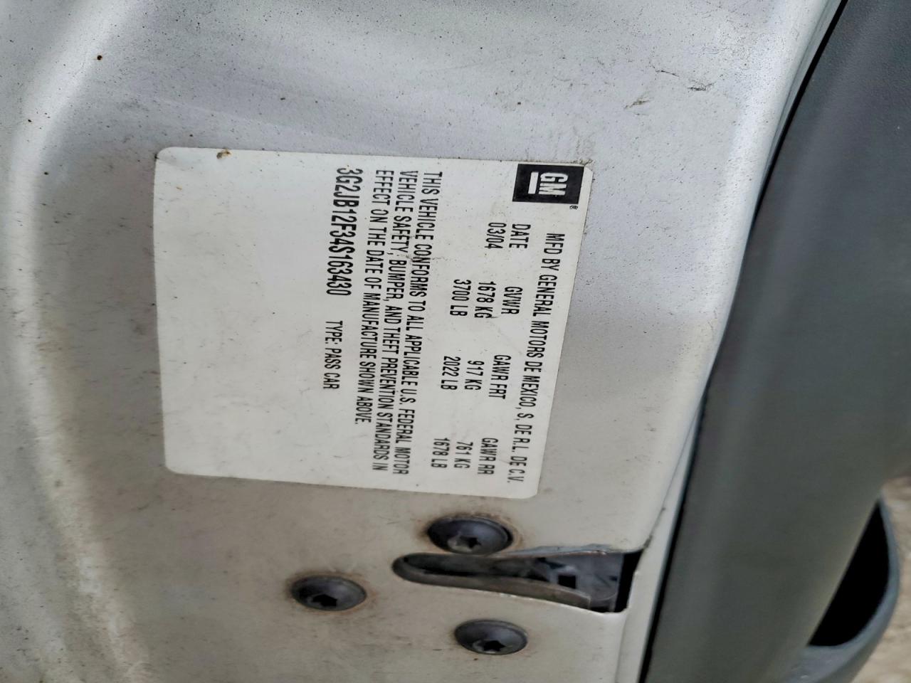 2004 Pontiac Sunfire Silver vin: 3G2JB12F34S163430