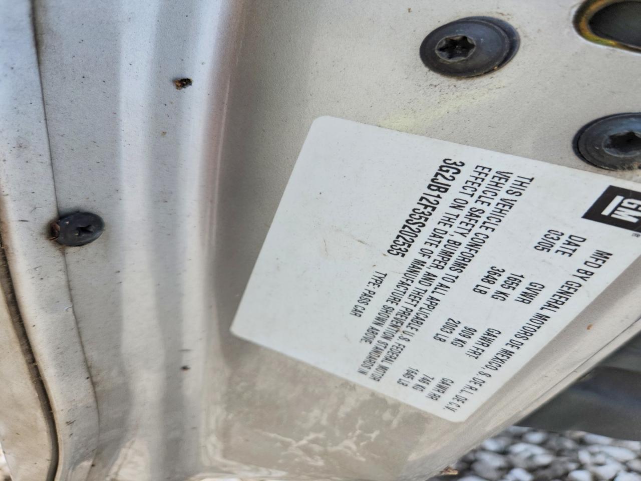 2005 Pontiac Sunfire Silver vin: 3G2JB12F35S202535