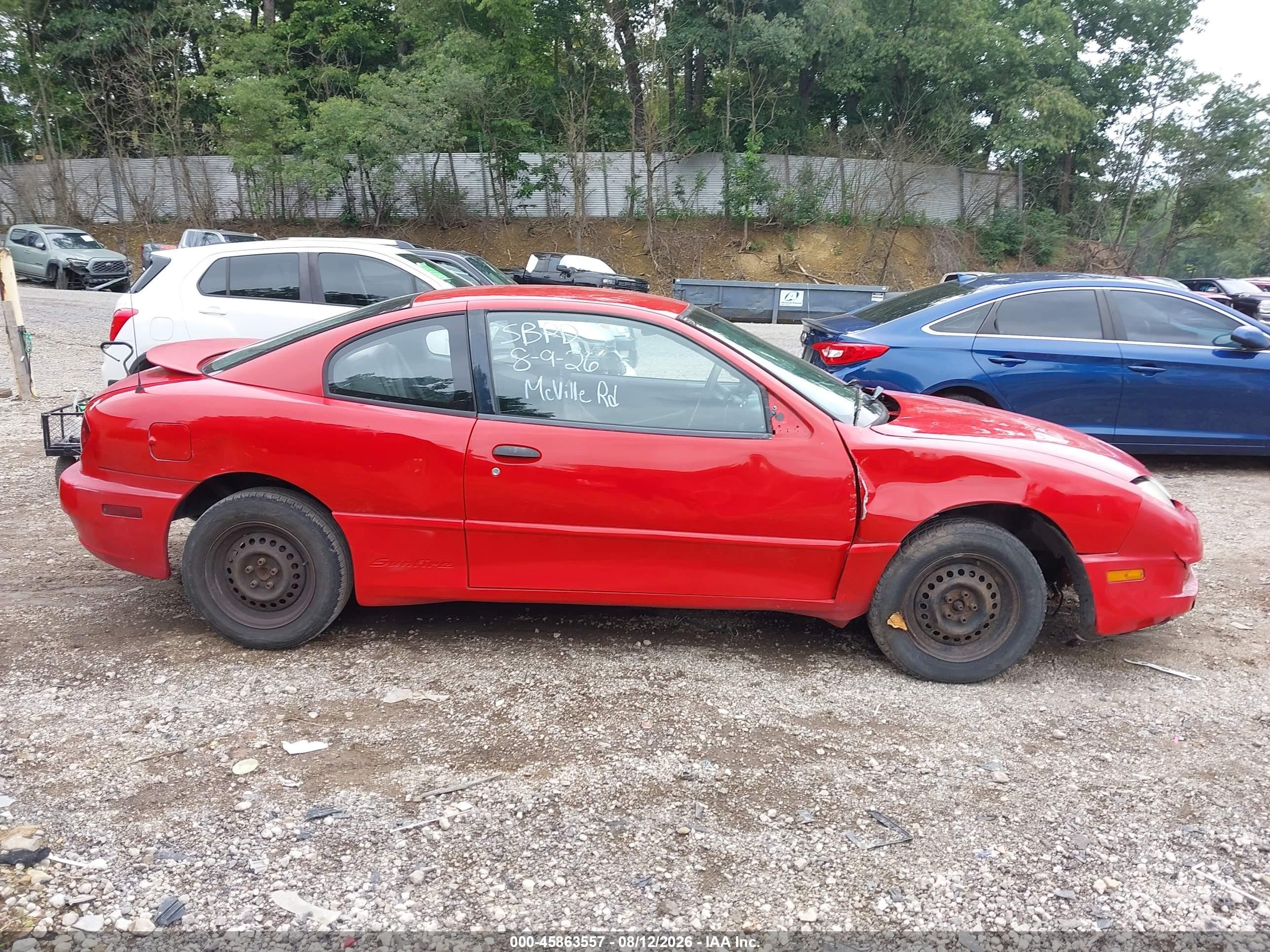 2005 Pontiac Sunfire   Red vin: 3G2JB12F45S150333