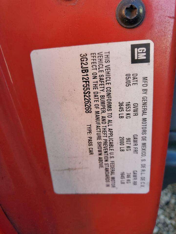 2005 Pontiac Sunfire Red vin: 3G2JB12F55S226268