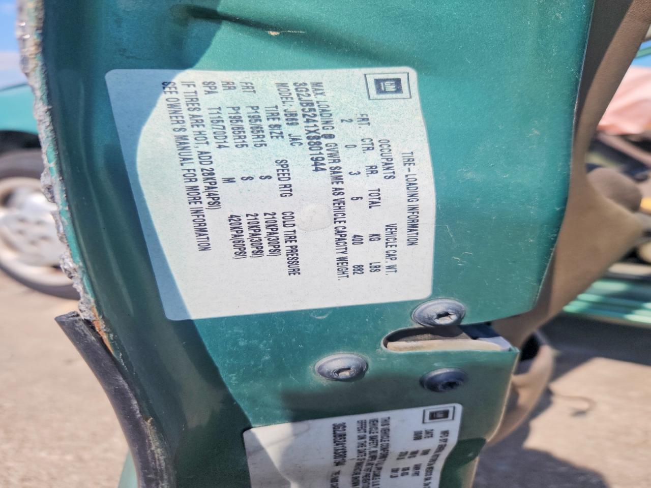 1999 Pontiac Sunfire Se Green vin: 3G2JB5241XS801944