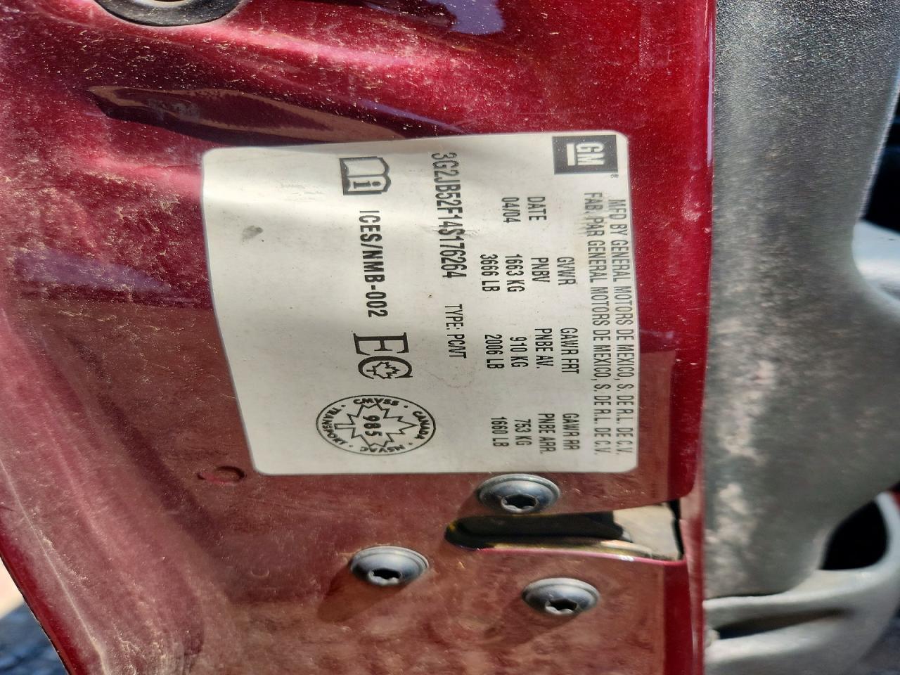 2004 Pontiac Sunfire Sl Maroon vin: 3G2JB52F14S176264