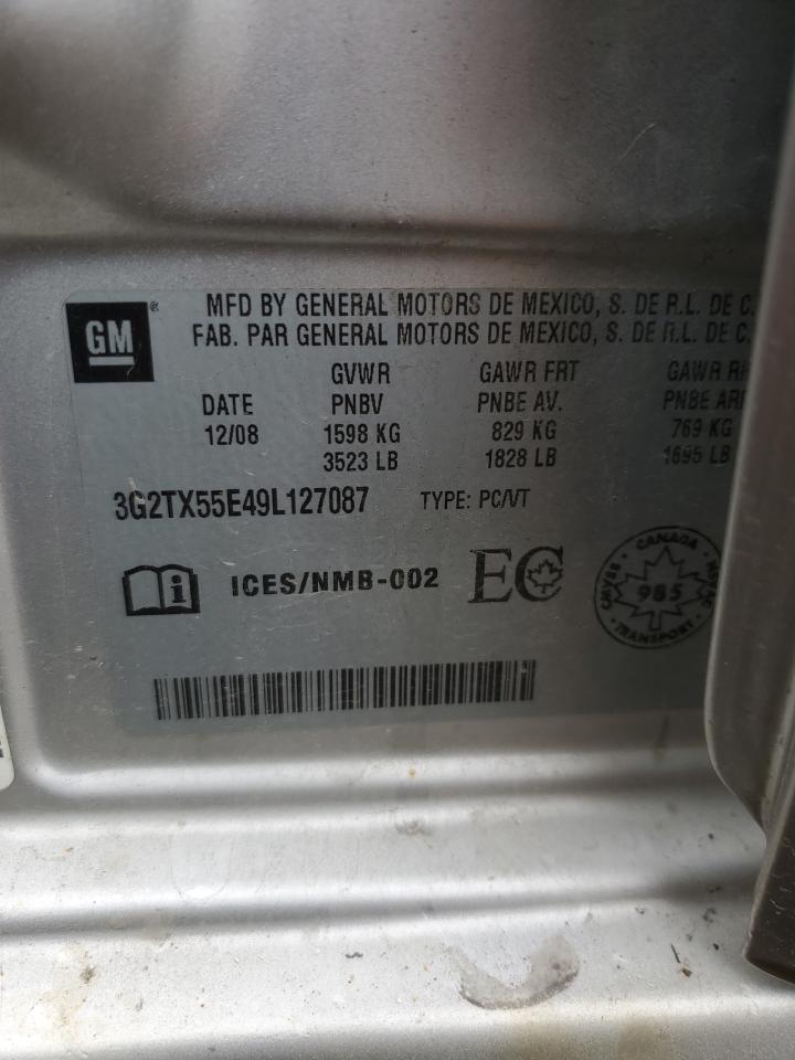 2009 Pontiac G3 Wave Se Gray vin: 3G2TX55E49L127087