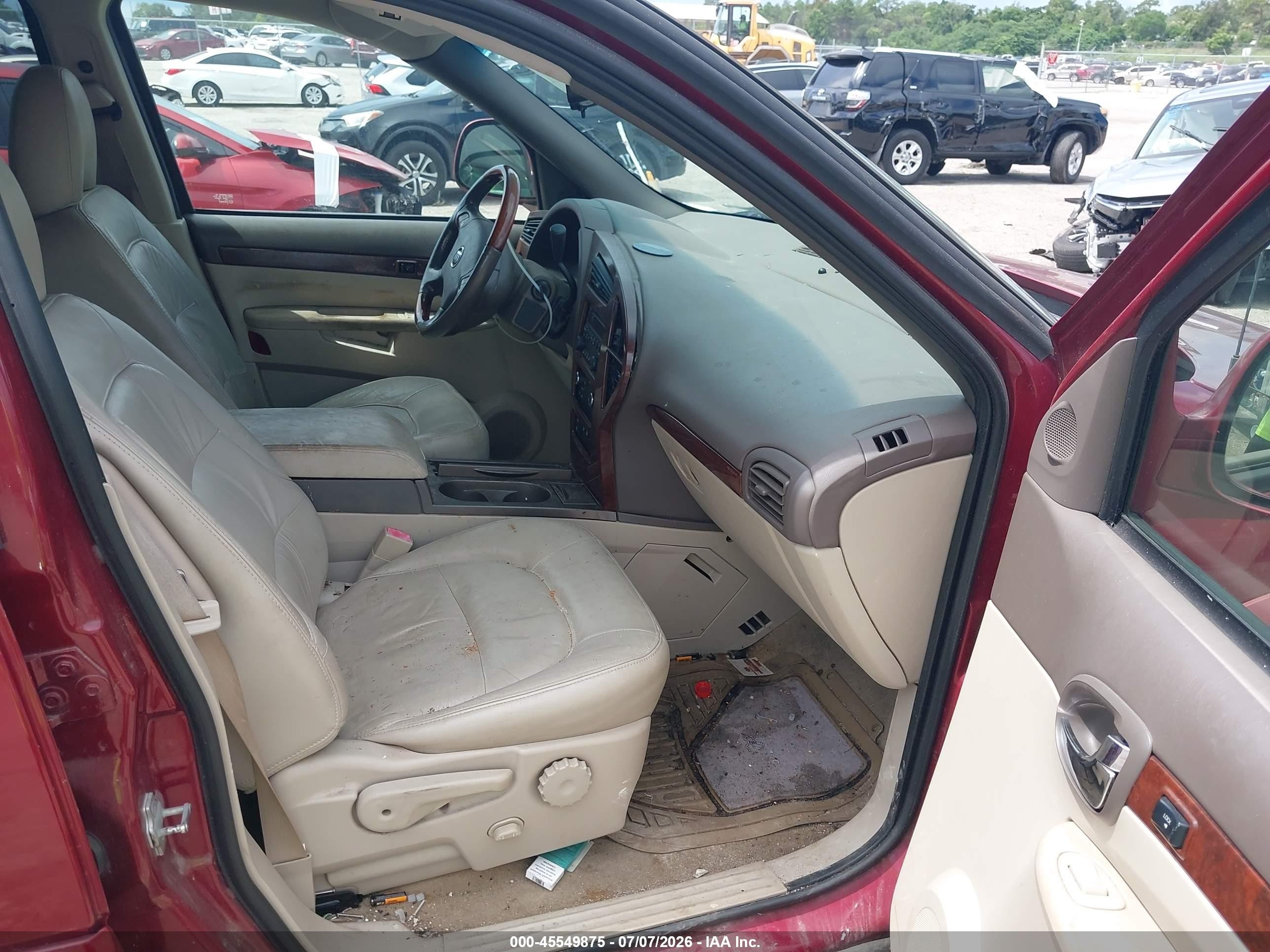2007 Buick Rendezvous Cxl Red vin: 3G5DA03L07S570062