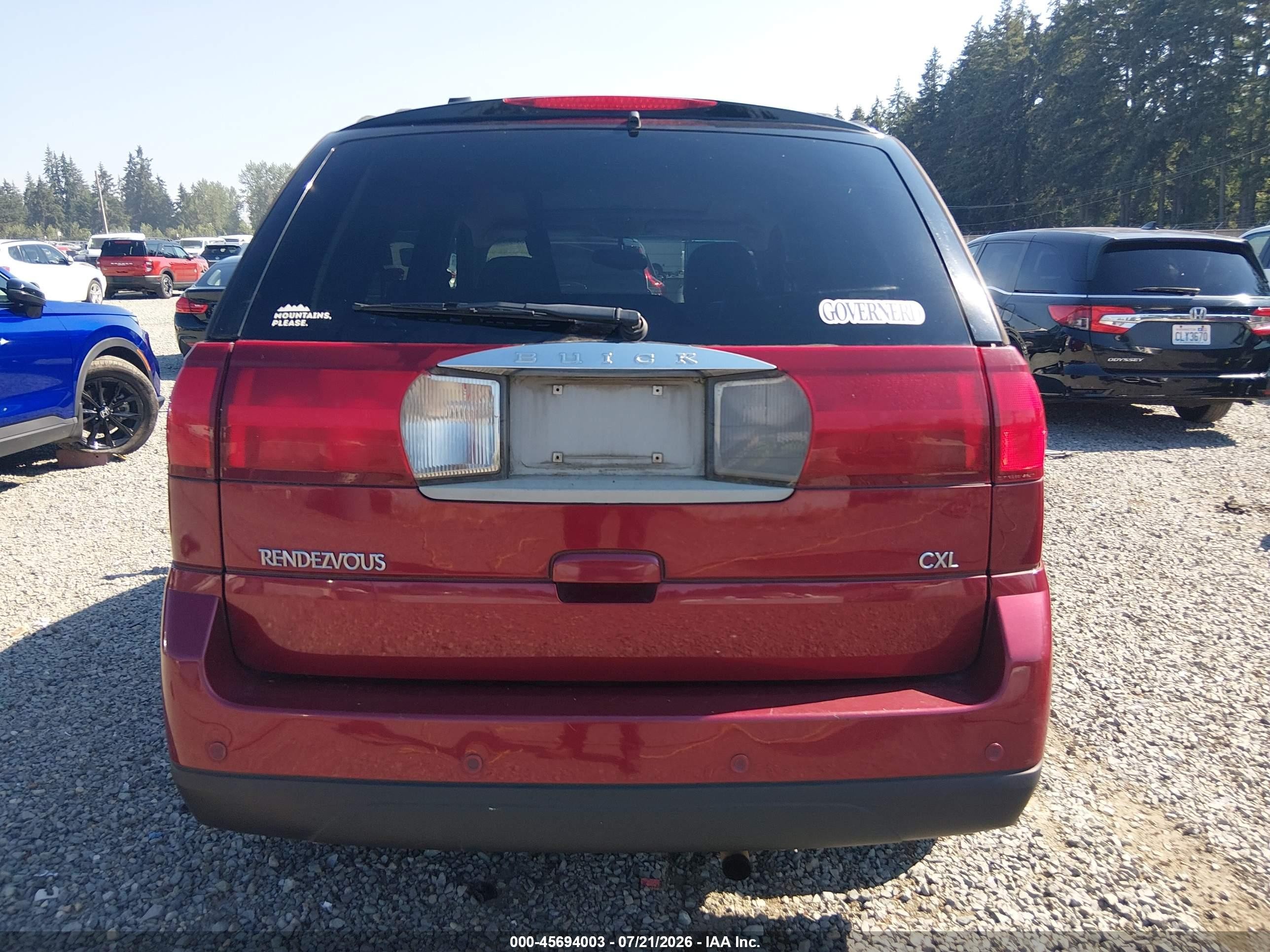 2007 Buick Rendezvous Cxl Red vin: 3G5DA03L57S514781