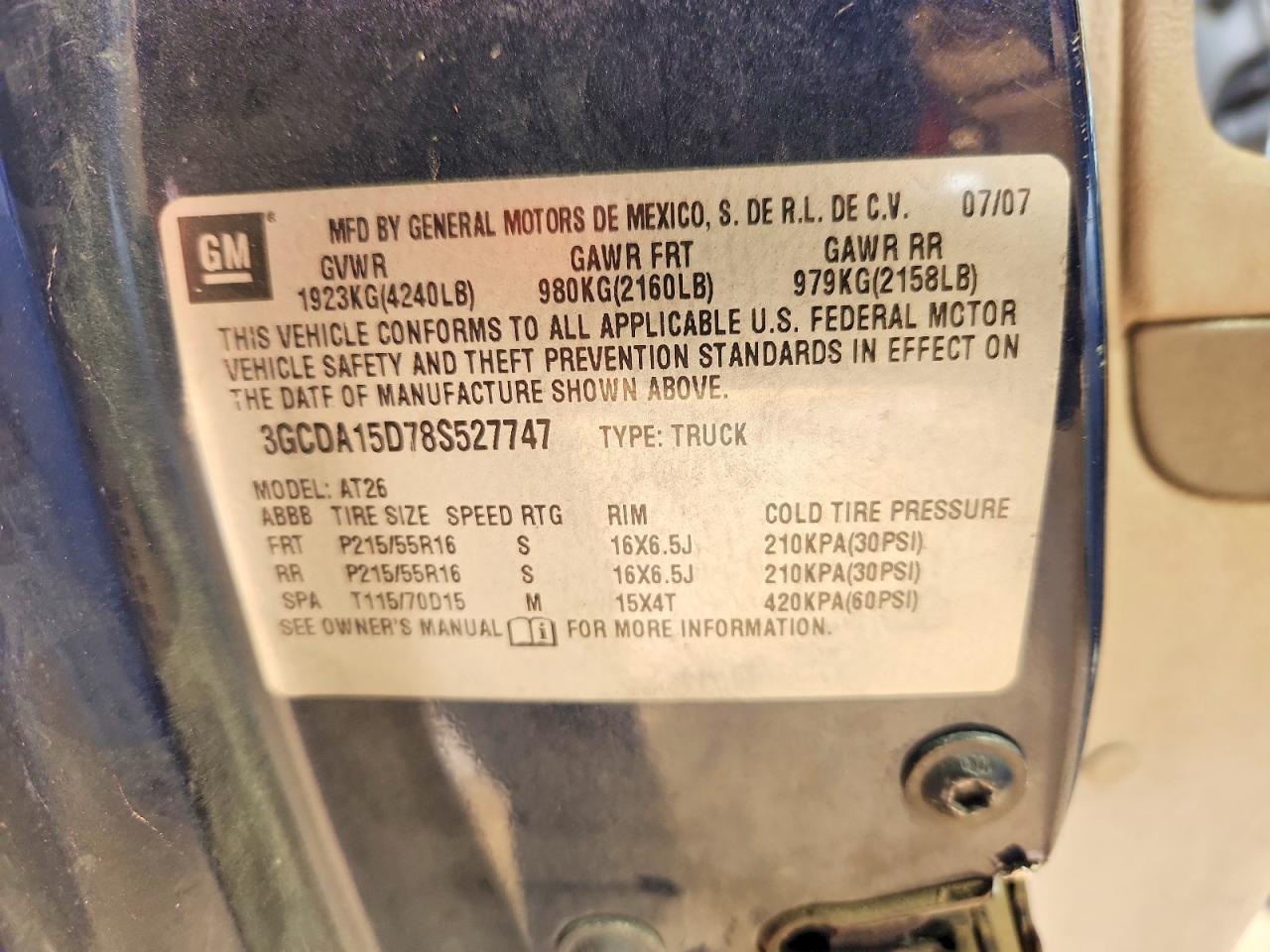 2008 Chevrolet Hhr Panel Ls Blue vin: 3GCDA15D78S527747