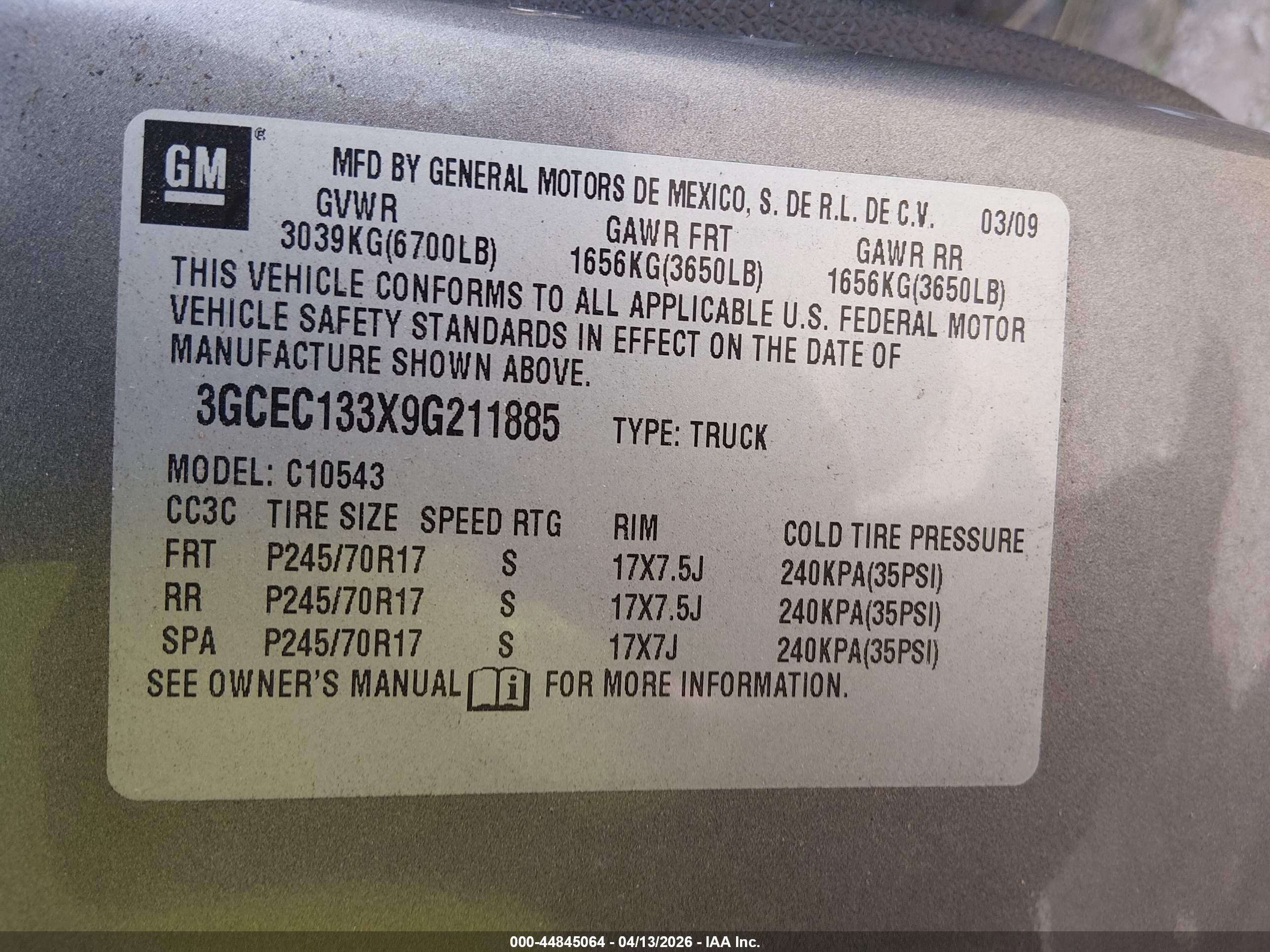 2009 Chevrolet Silverado 1500 Xtra Fuel Economy Серебряный vin: 3GCEC133X9G211885