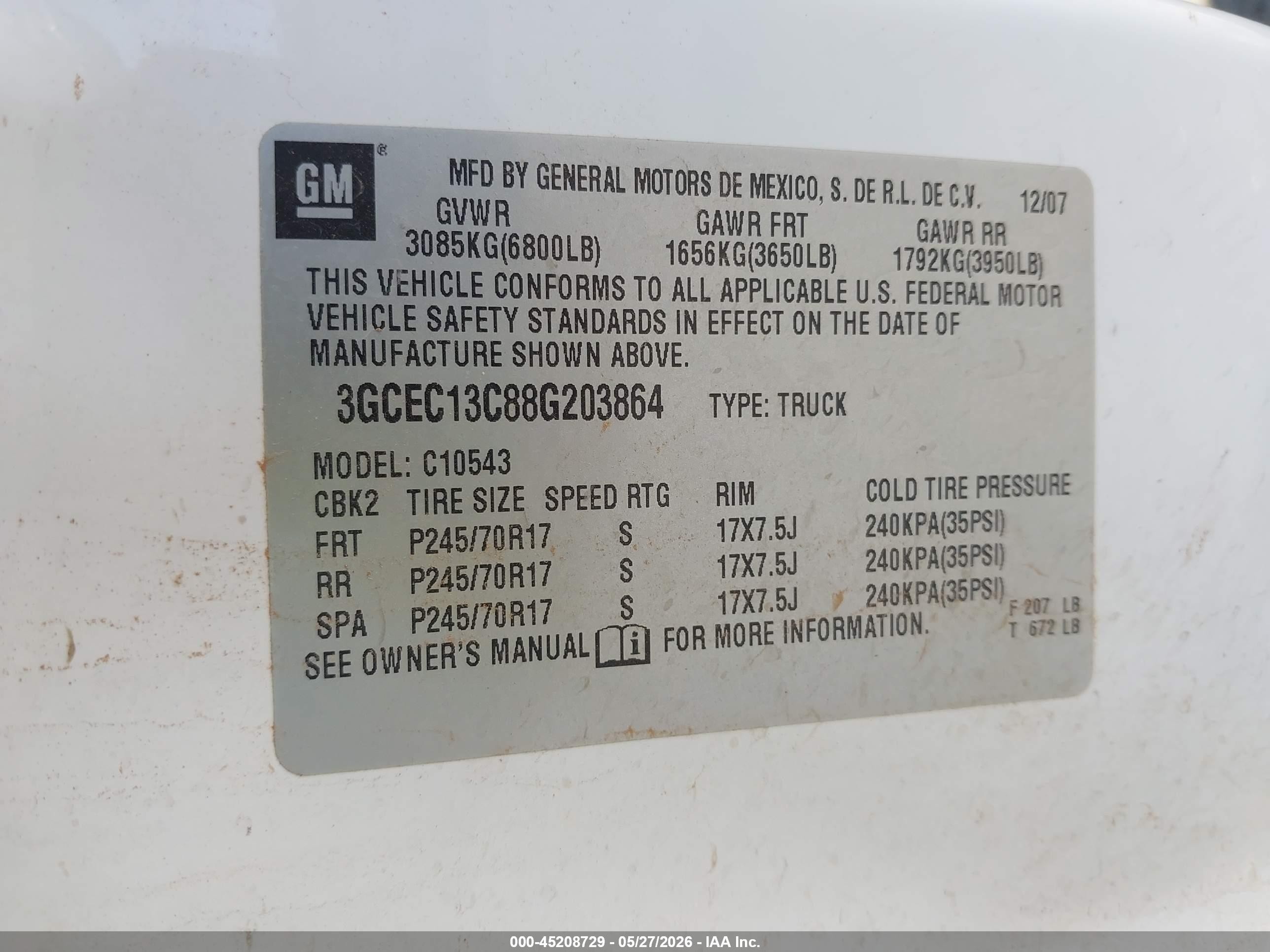 2008 Chevrolet Silverado 1500 Ls White vin: 3GCEC13C88G203864