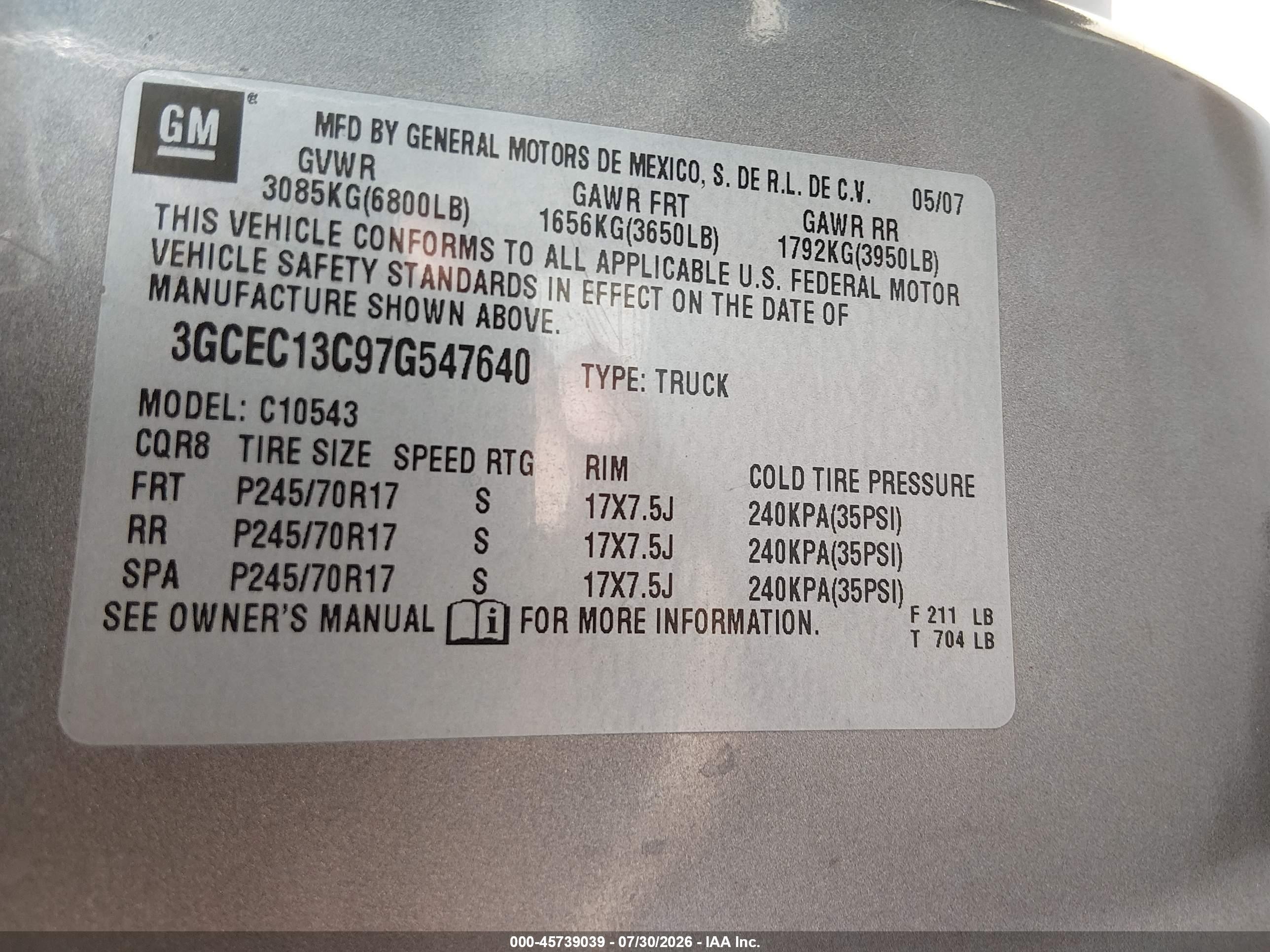 2007 Chevrolet Silverado 1500 Ls Gray vin: 3GCEC13C97G547640