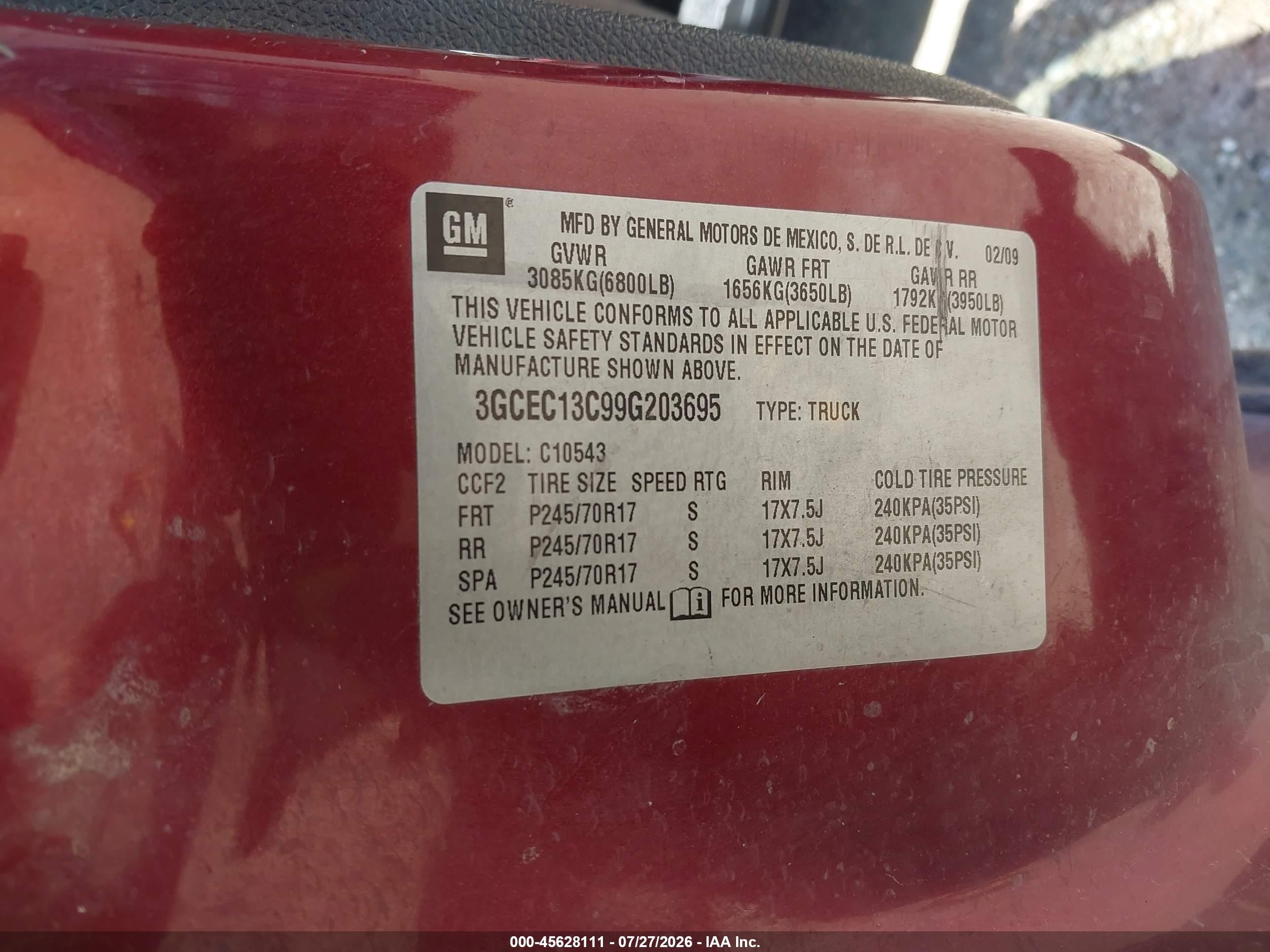 2009 Chevrolet Silverado 1500 Ls Maroon vin: 3GCEC13C99G203695