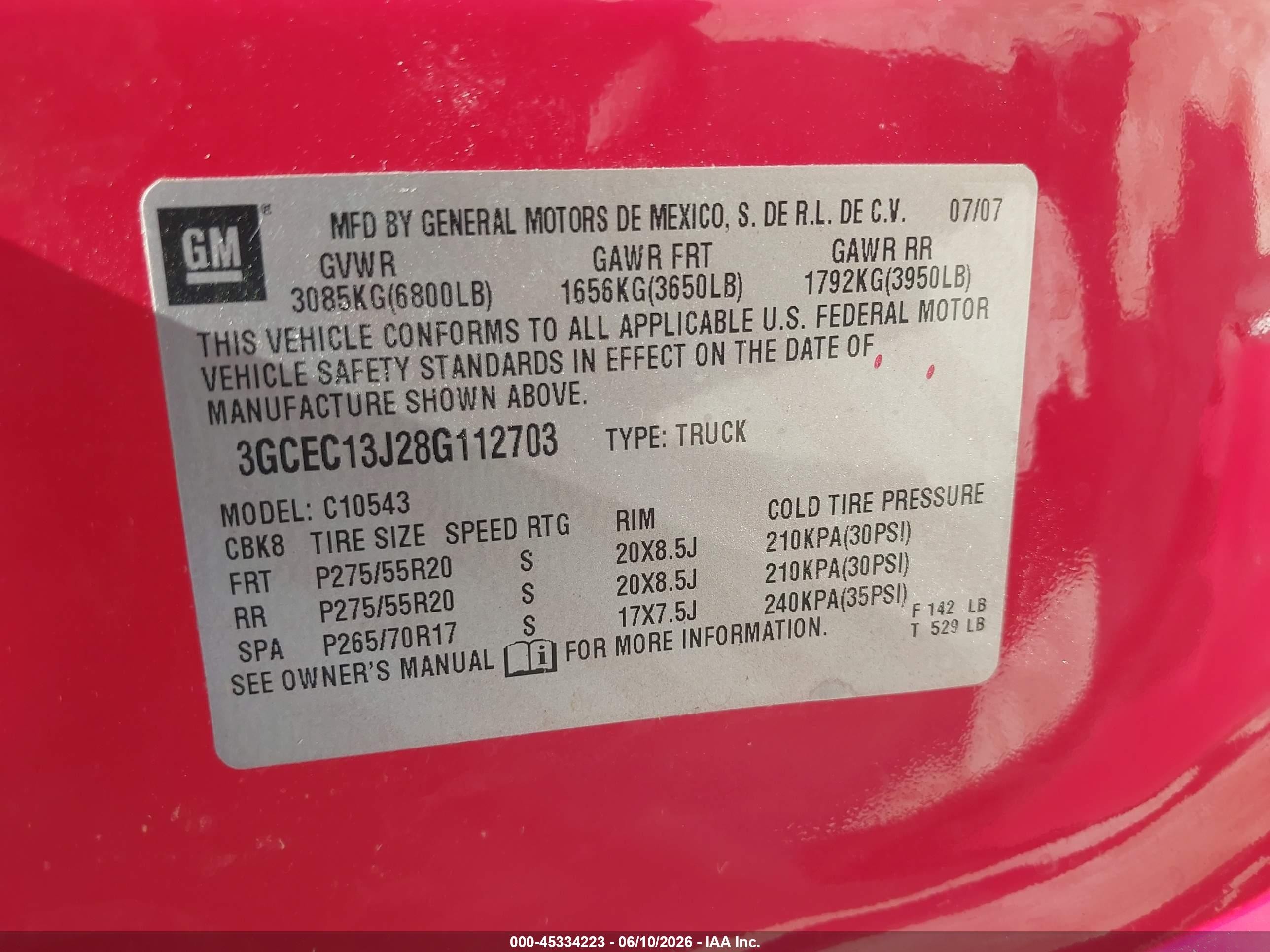2008 Chevrolet Silverado 1500 Lt1 Red vin: 3GCEC13J28G112703